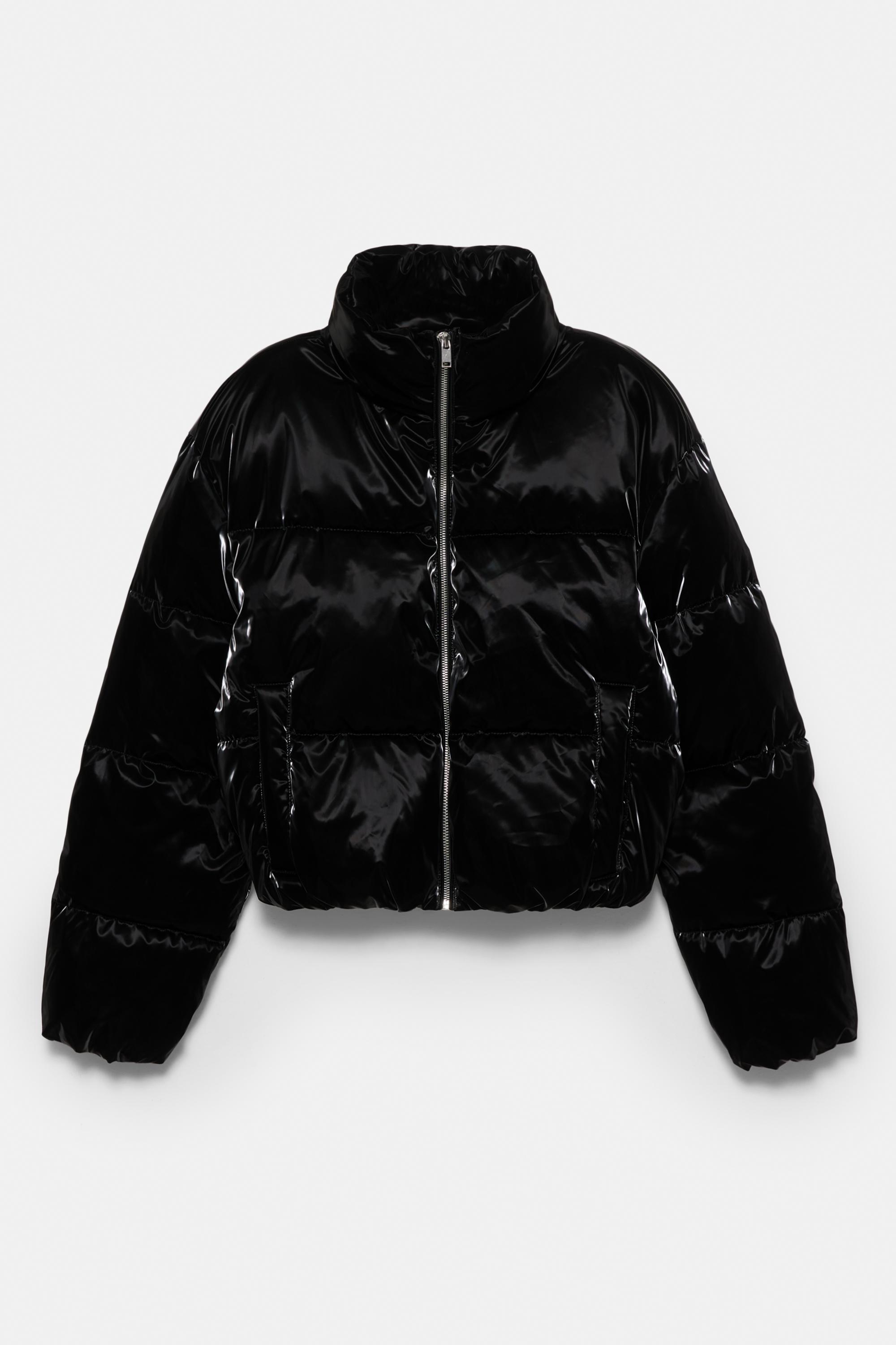 Puffer jacket with a shimmery finish — Black