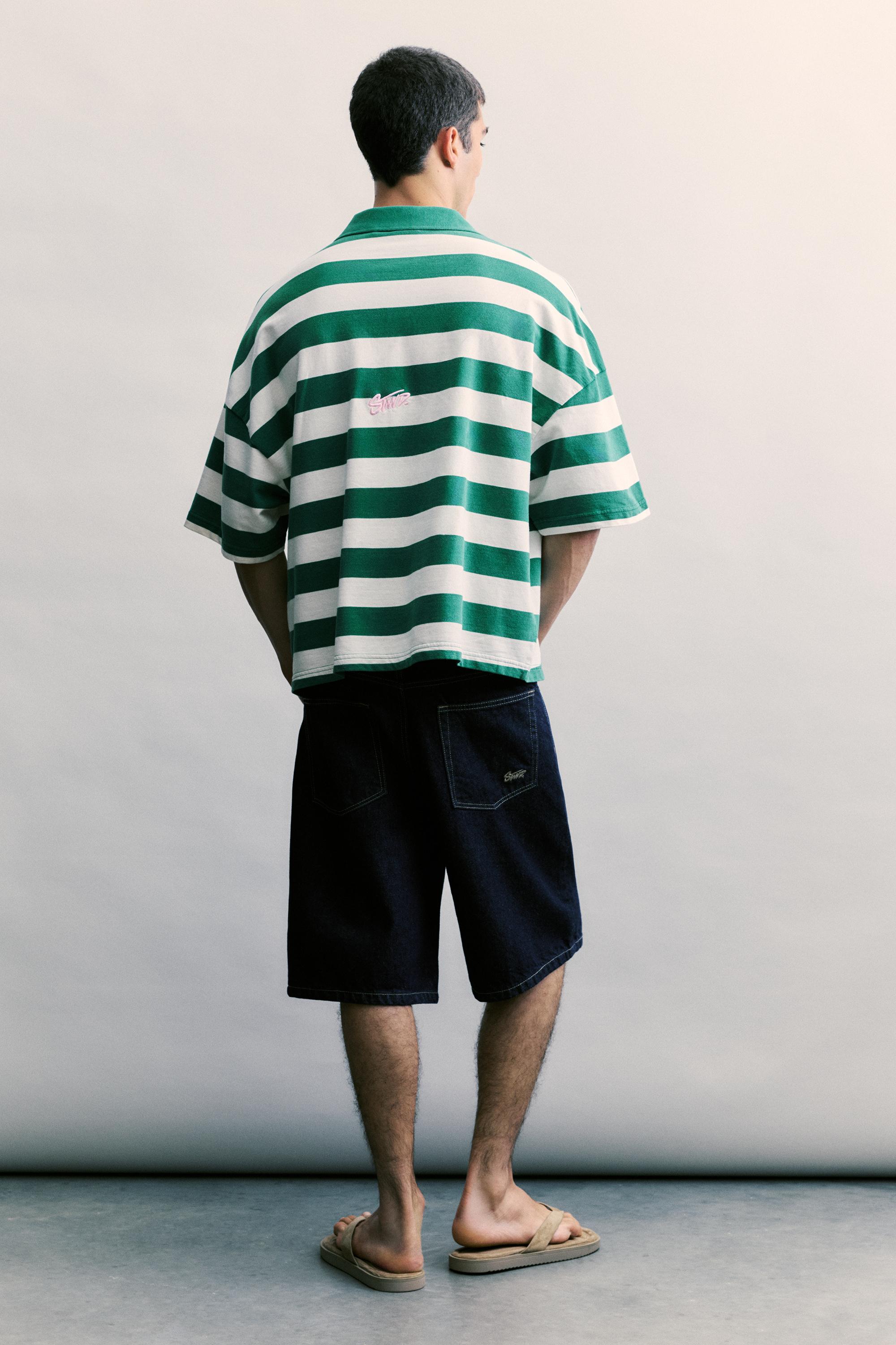 Çizgili boxy polo t-shirt - Görsel 24