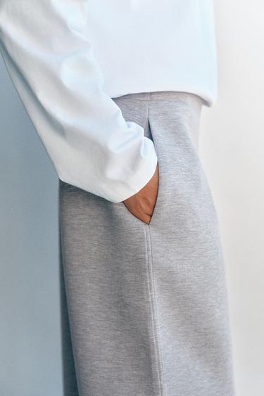 Neoprene-effect barrel trousers — Grey marl 4