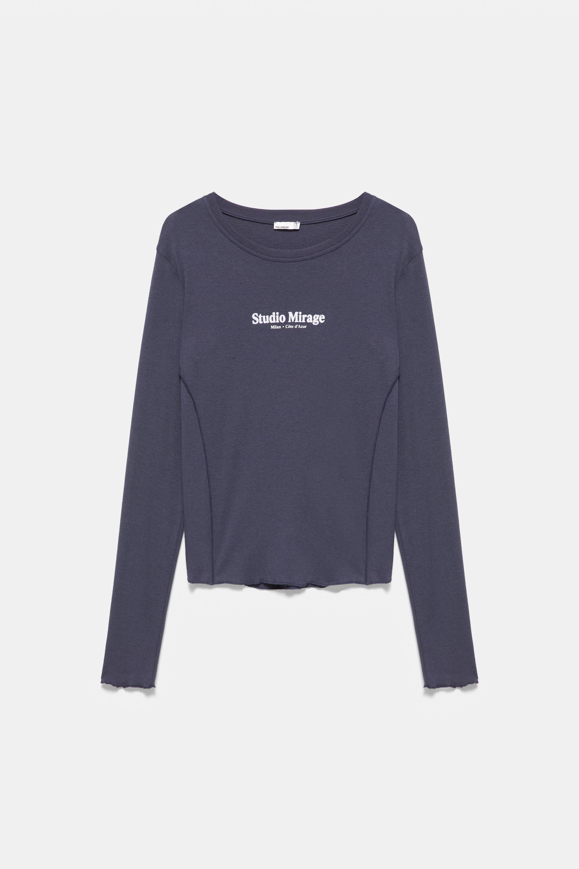 Pull&Bear Dikiş detaylı grafik tişört görsel 3