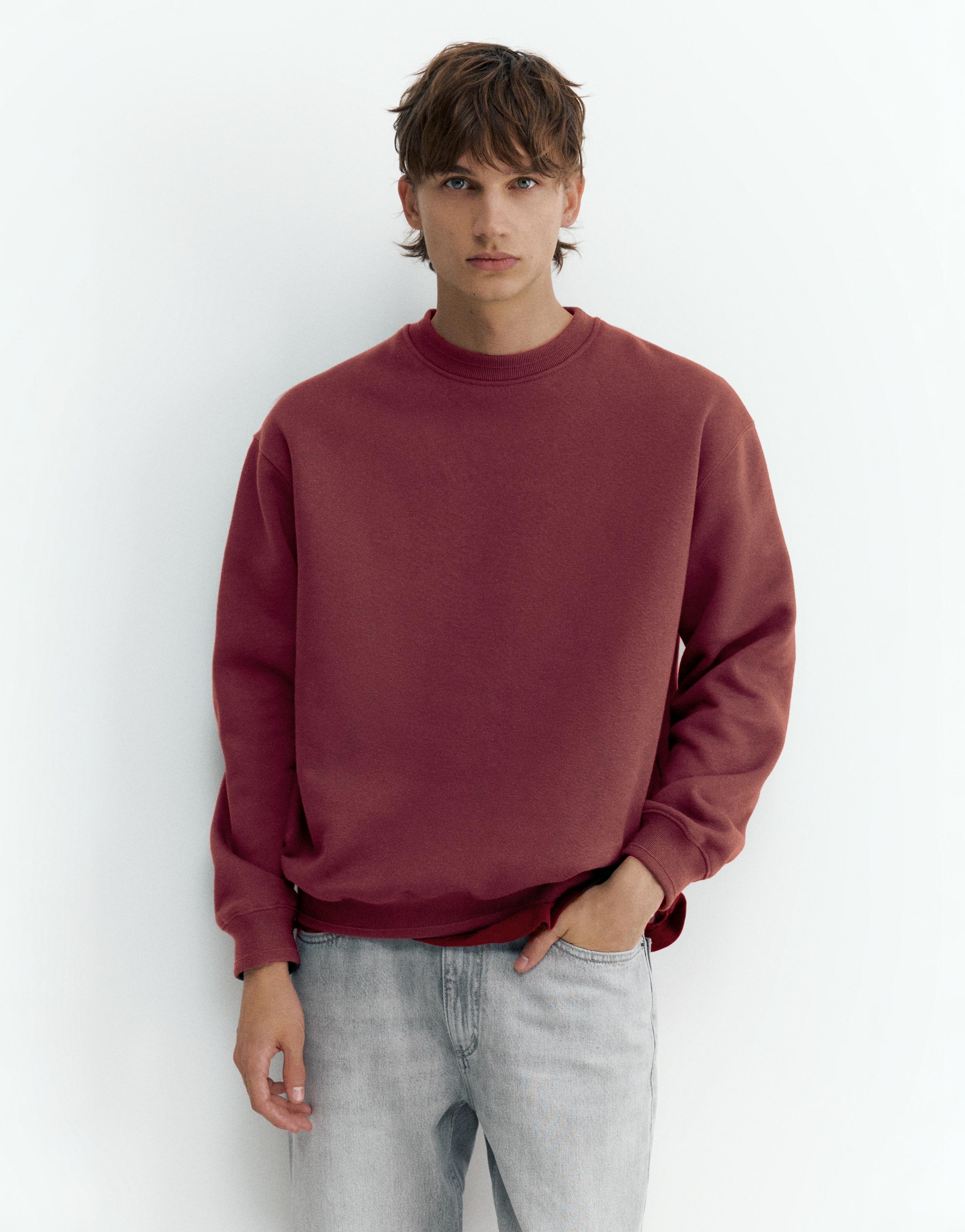 Relaxed fit round neck sweatshirt — Burgundy