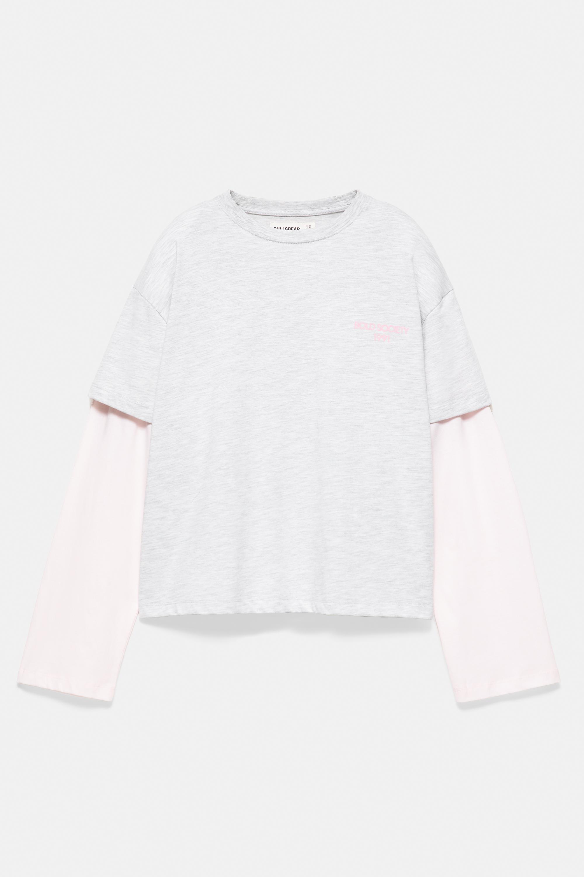 Double sleeve T-shirt — Pale grey