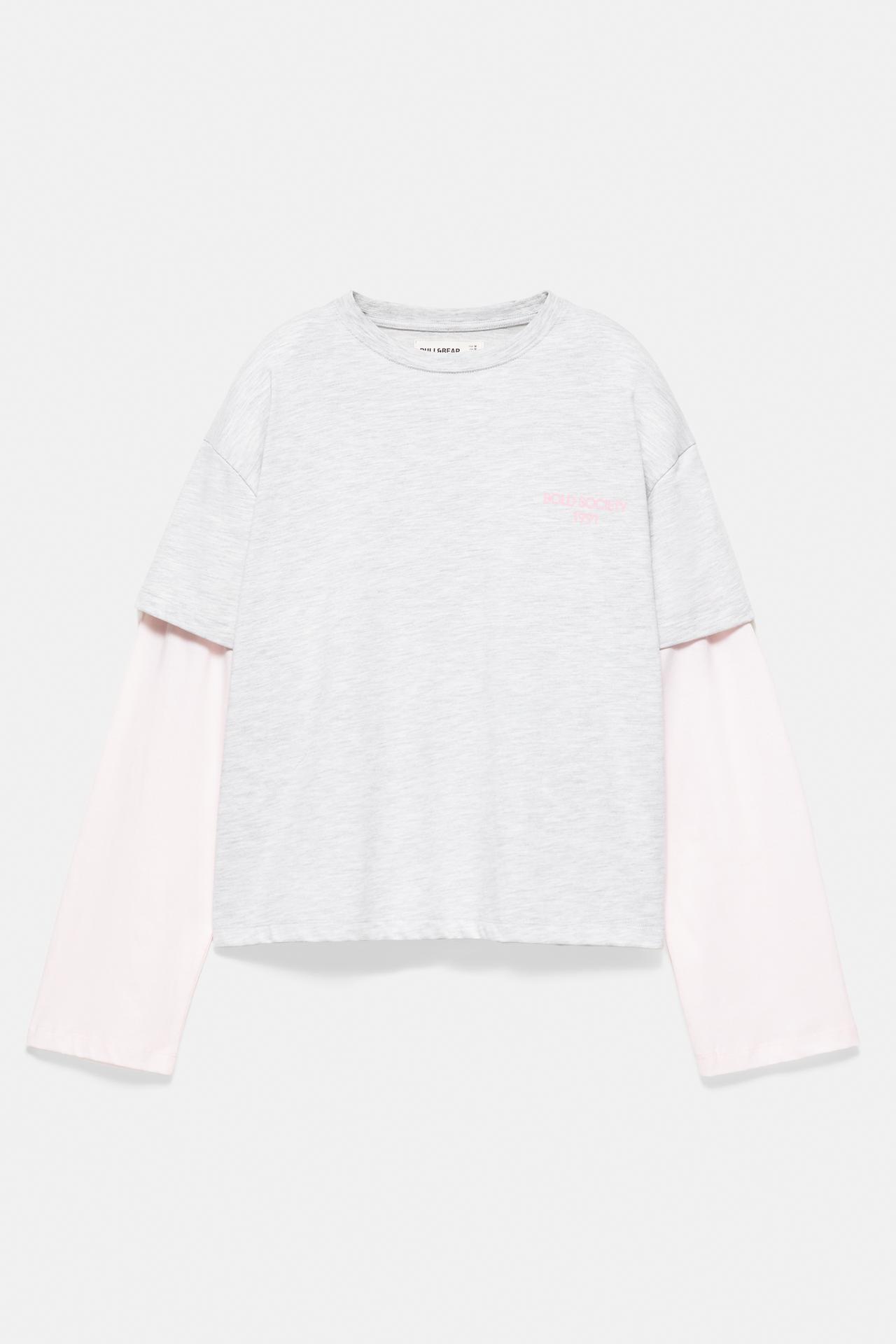 Double sleeve T-shirt — Pale grey