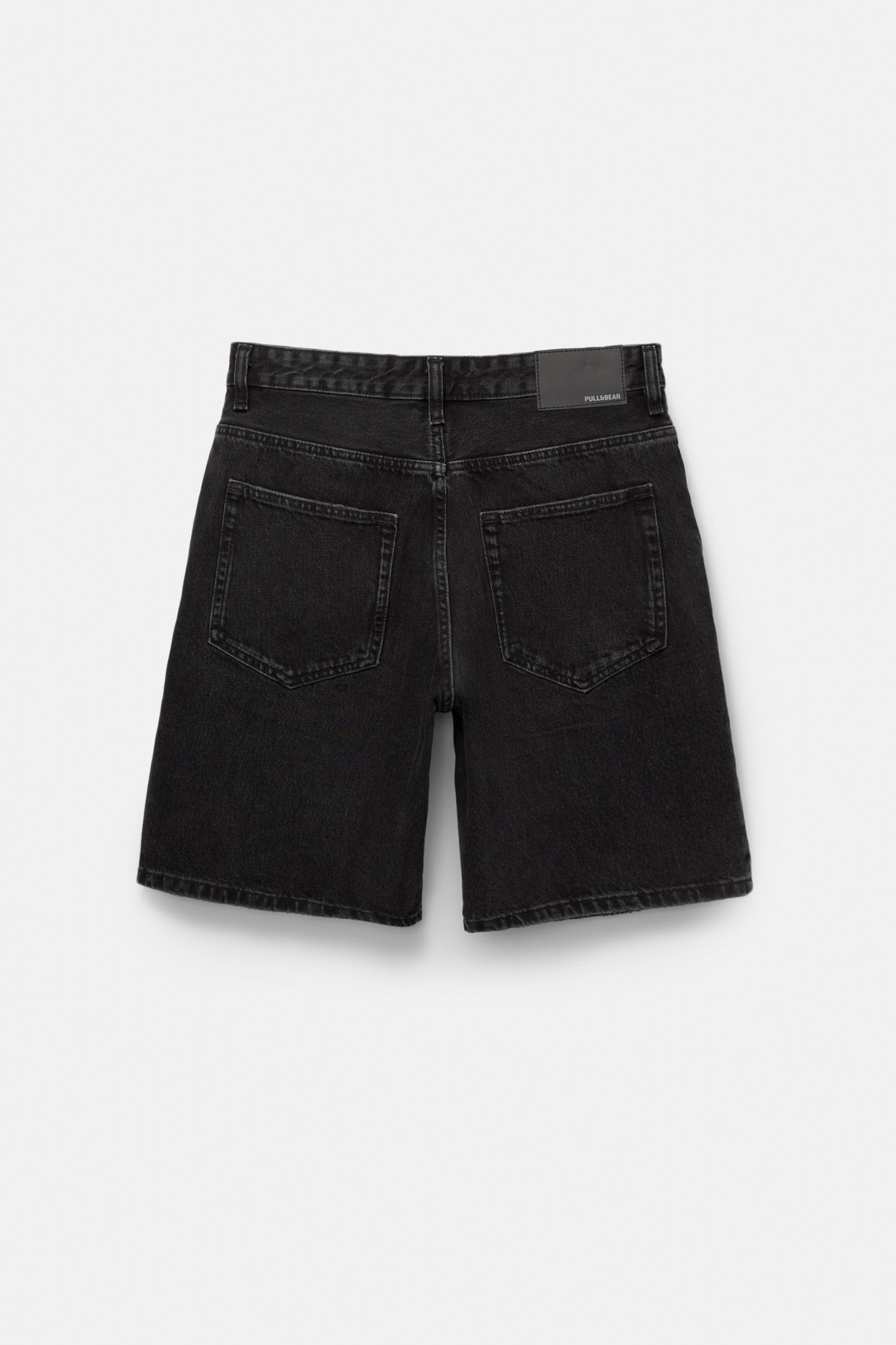 Standard denim Bermuda shorts — Faded black