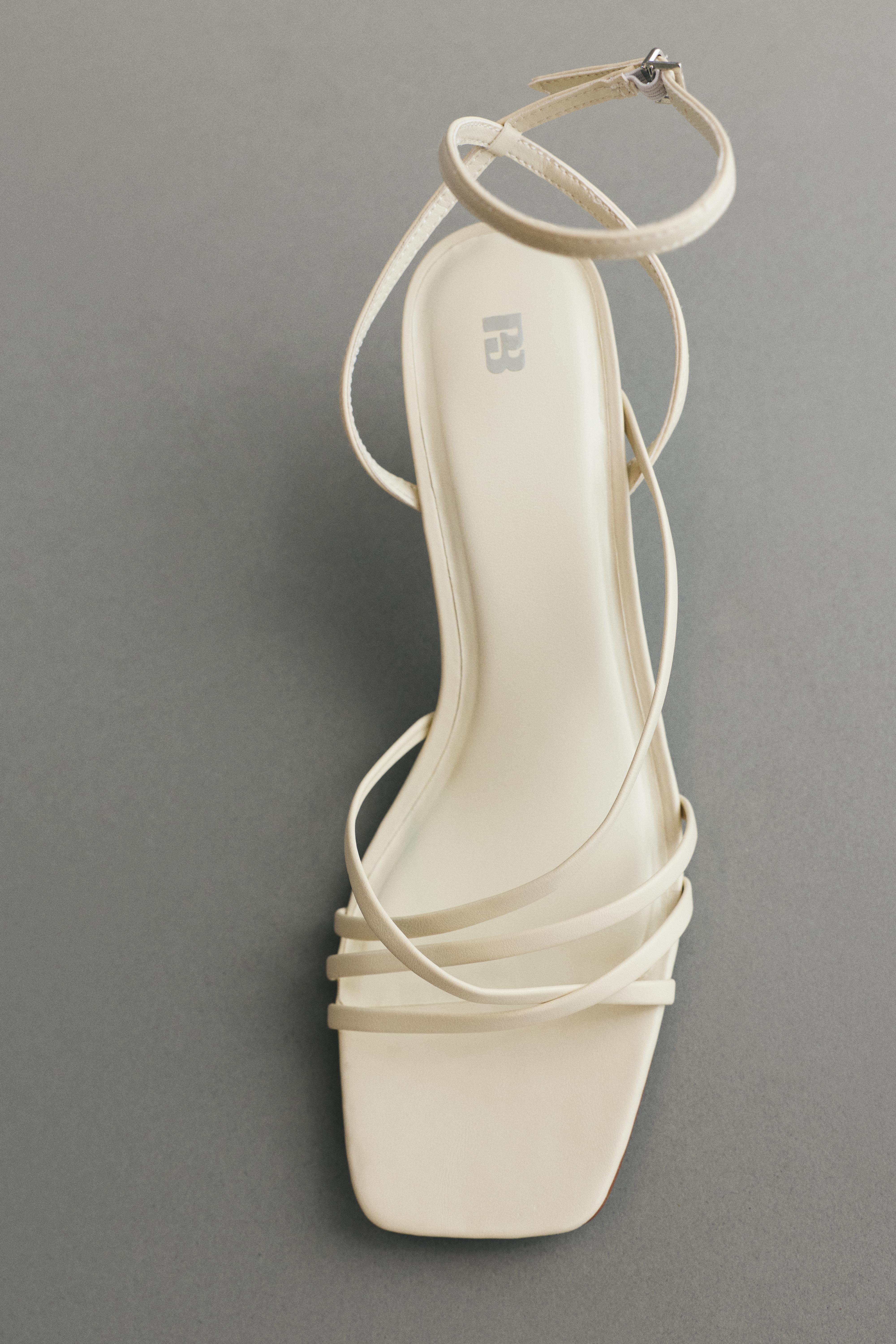 Strappy high-heel sandals — Ecru