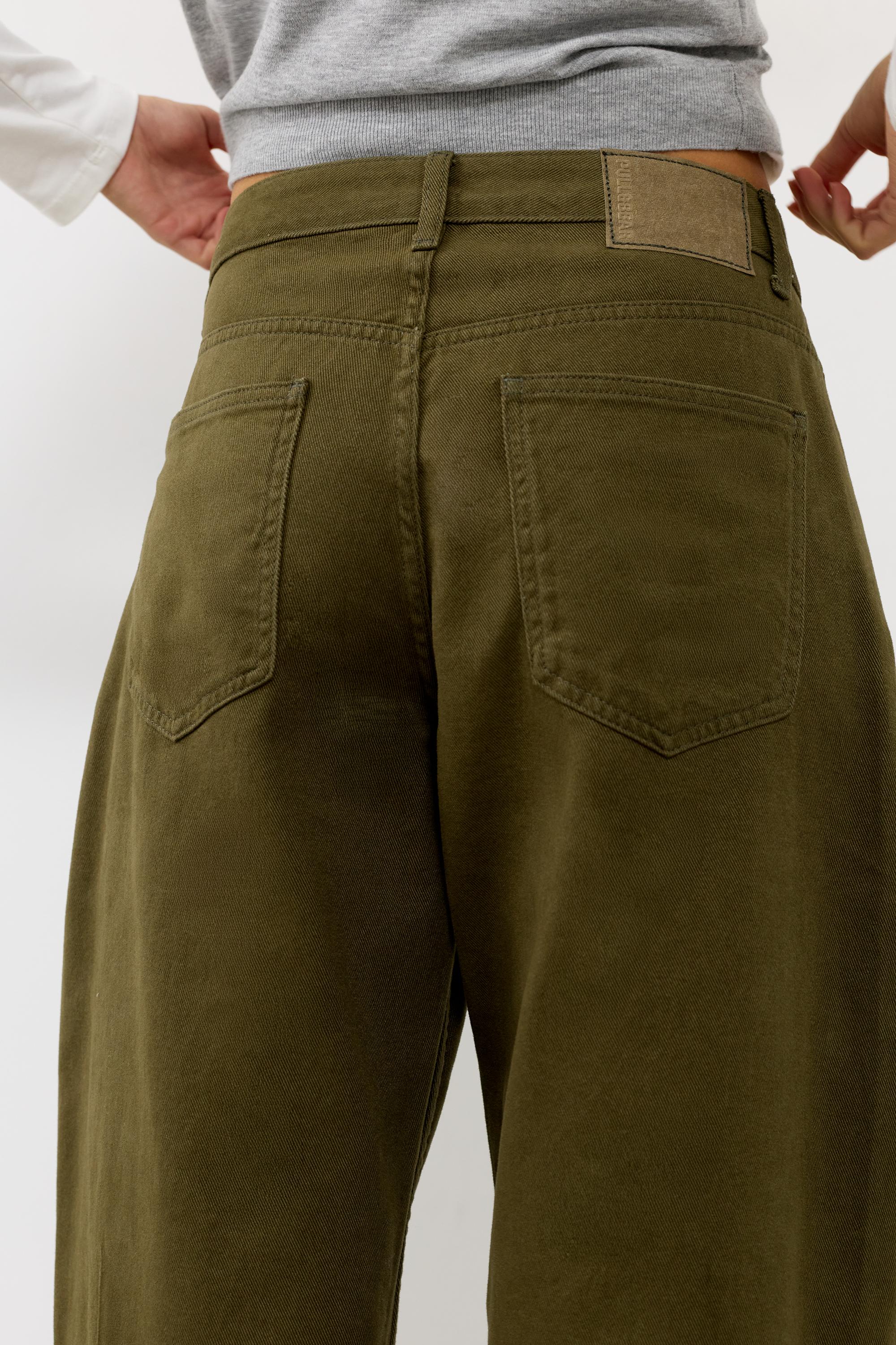 Low-rise barrel jeans — Khaki
