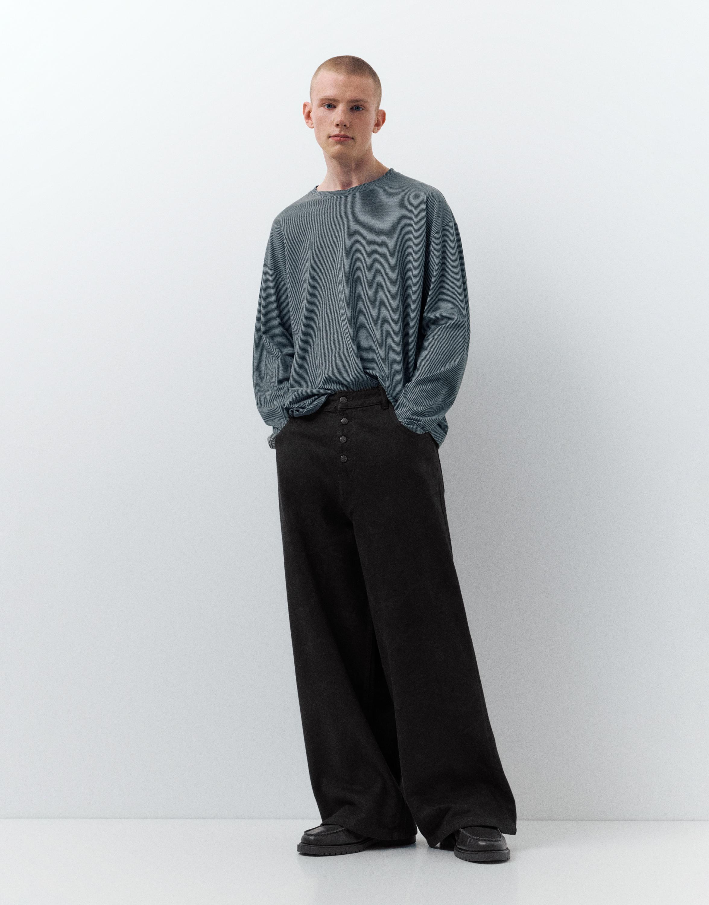 Laser print baggy jeans — Black