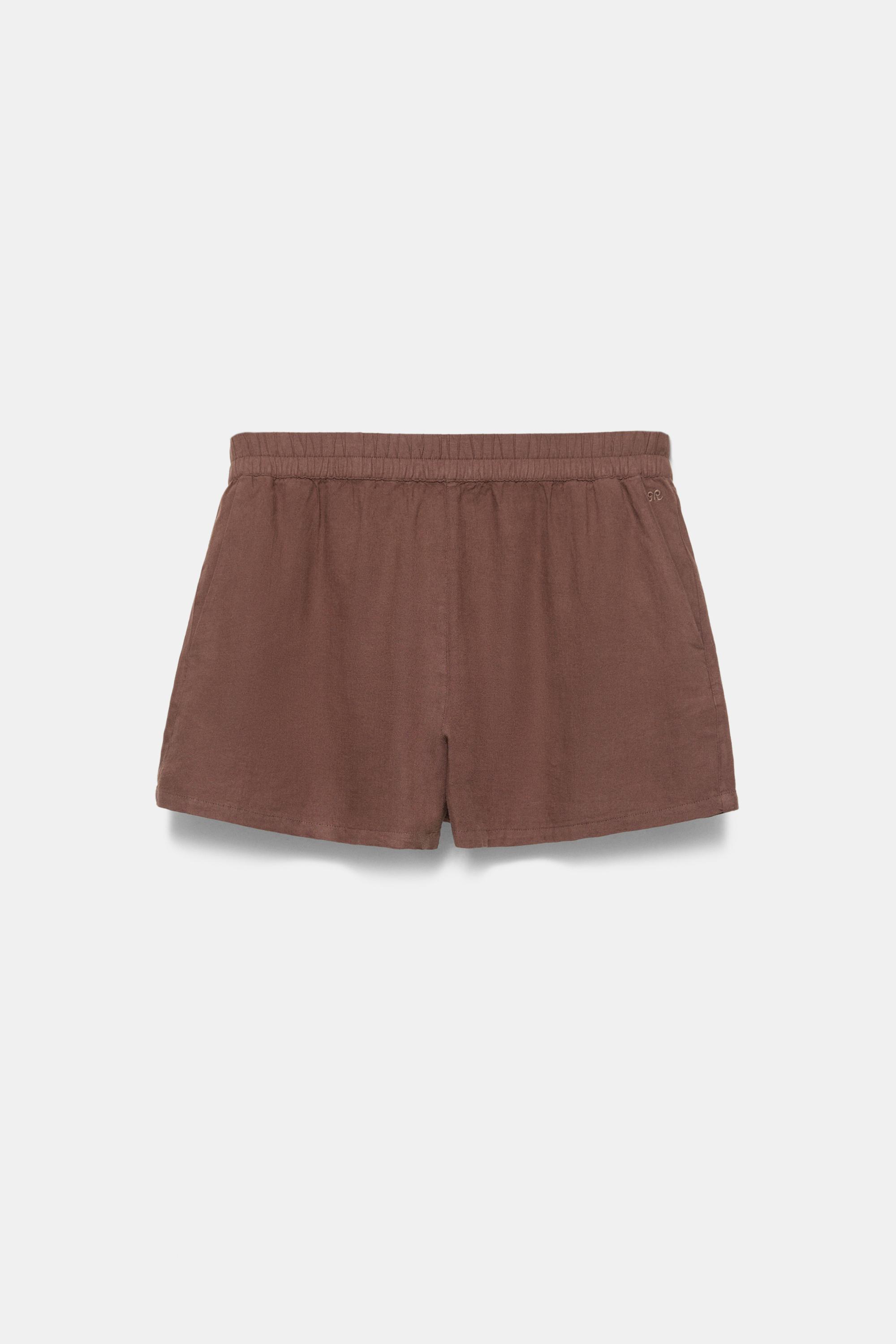 Linen blend shorts — Brown