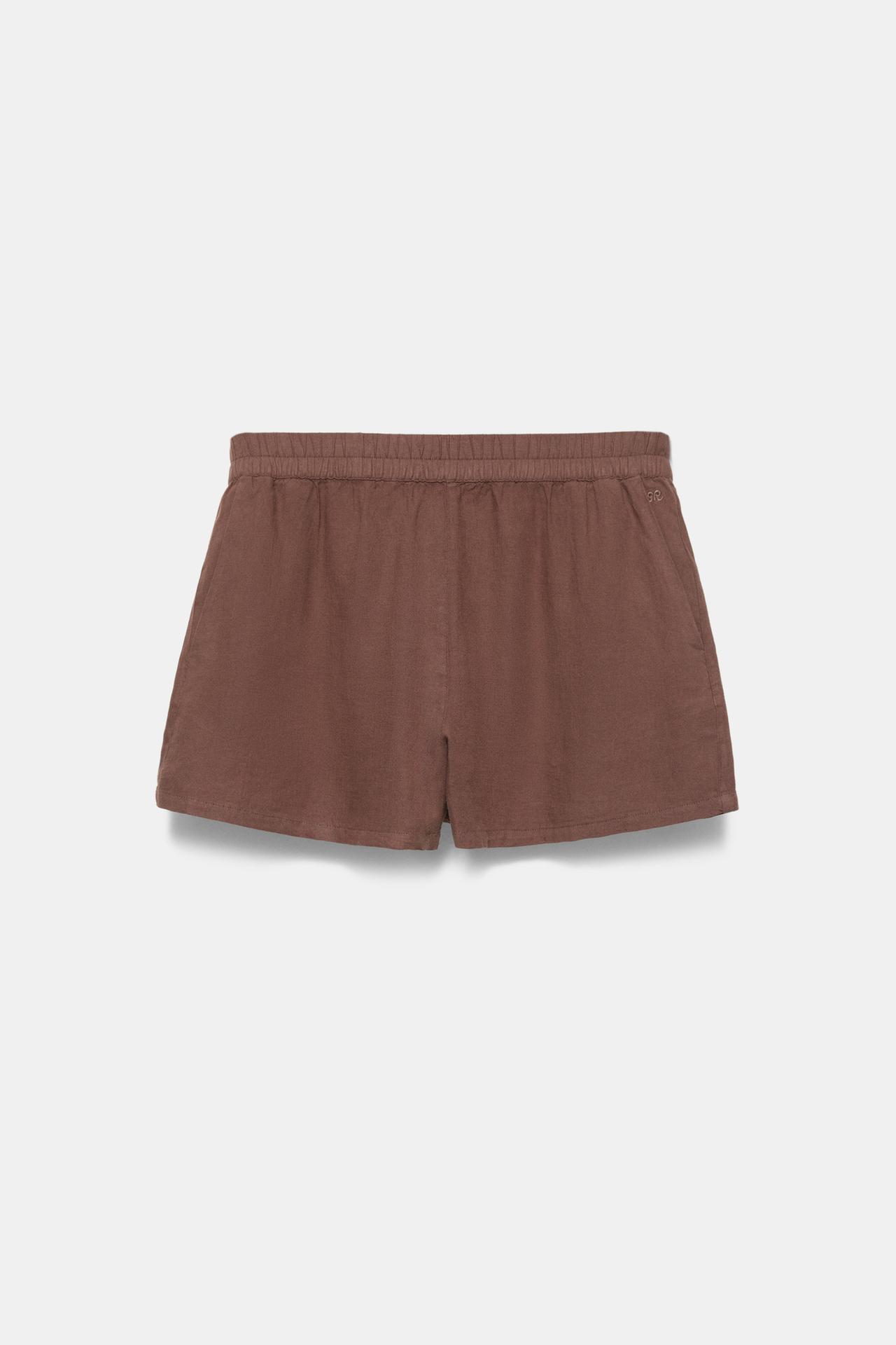 Linen blend shorts — Brown