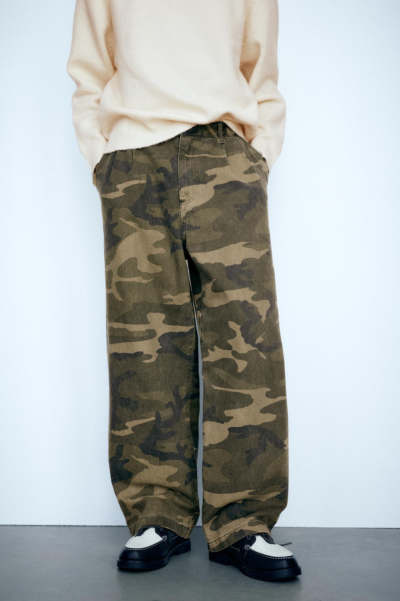 Printed baggy chino trousers — Hunting green