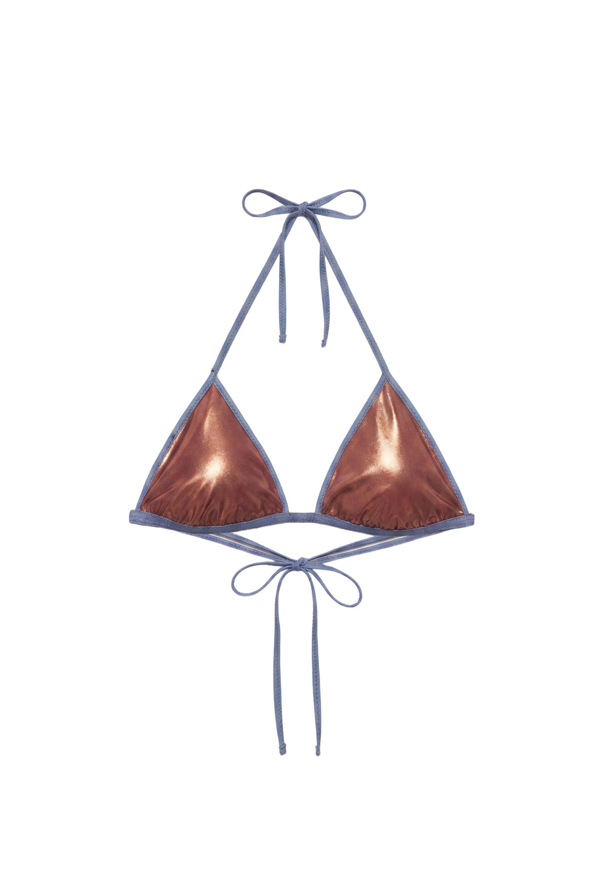 Metallic triangle bikini top — Copper