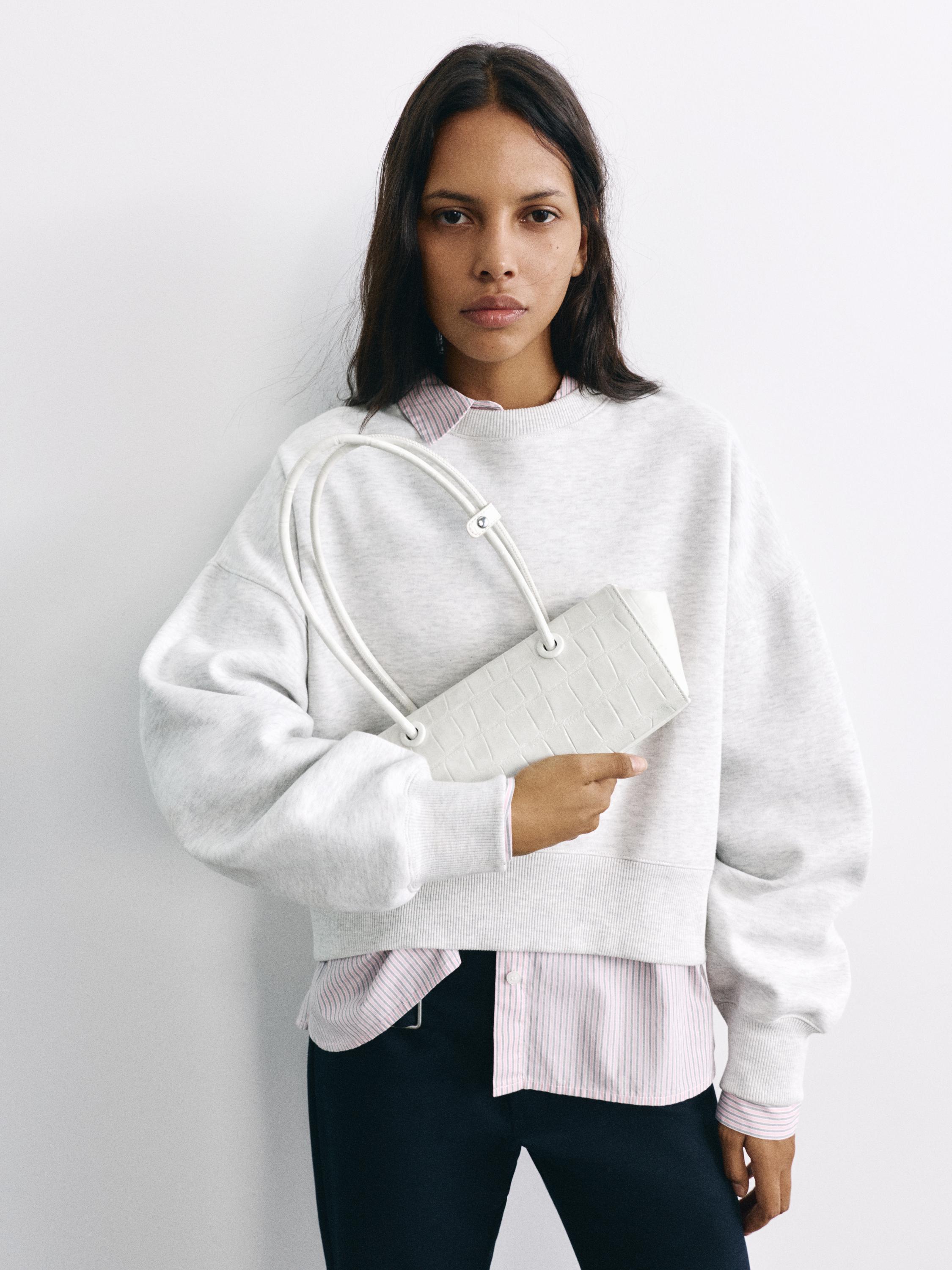 Textured shoulder bag — Ecru