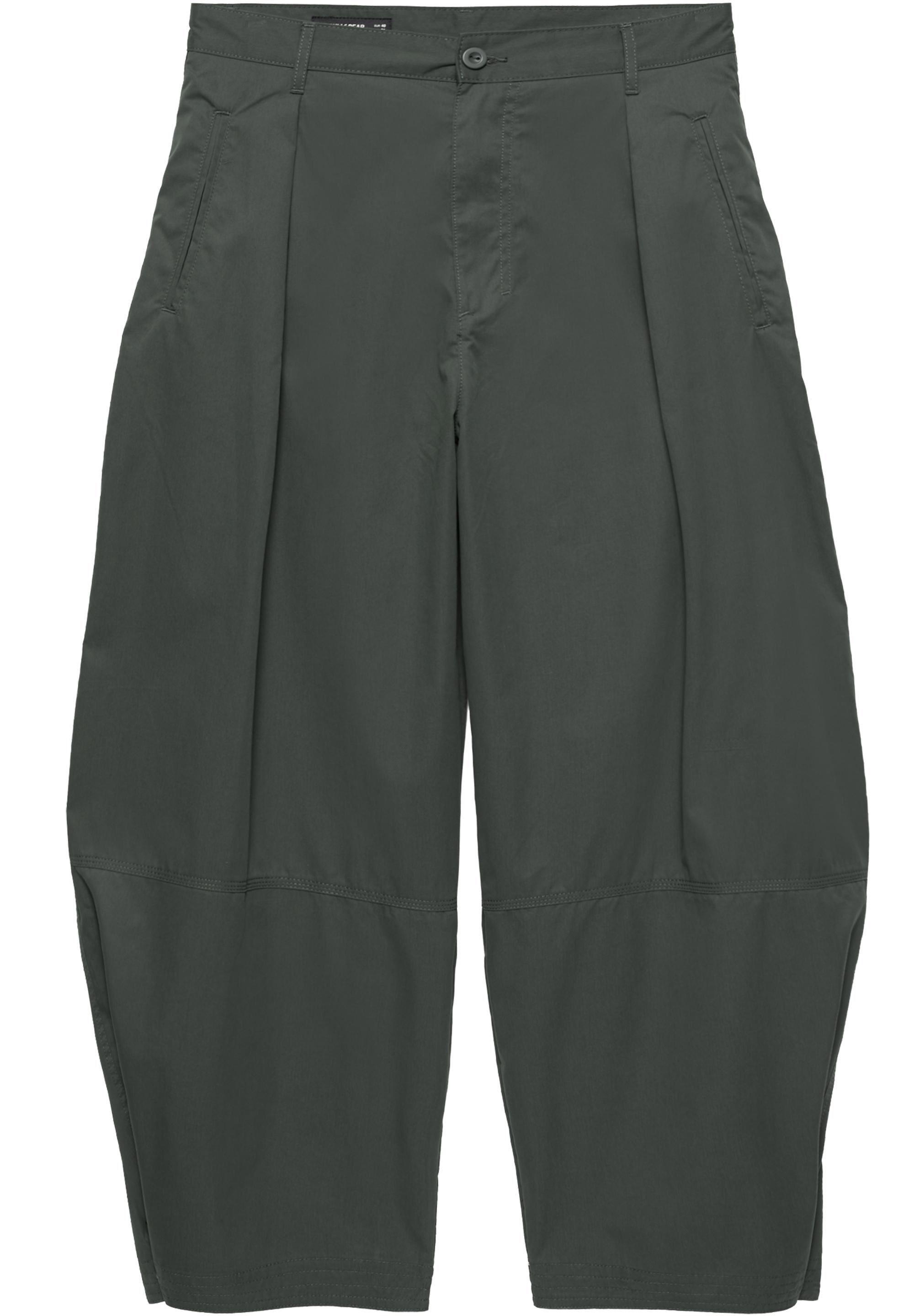 Darted barrel-leg trousers — Bluish green