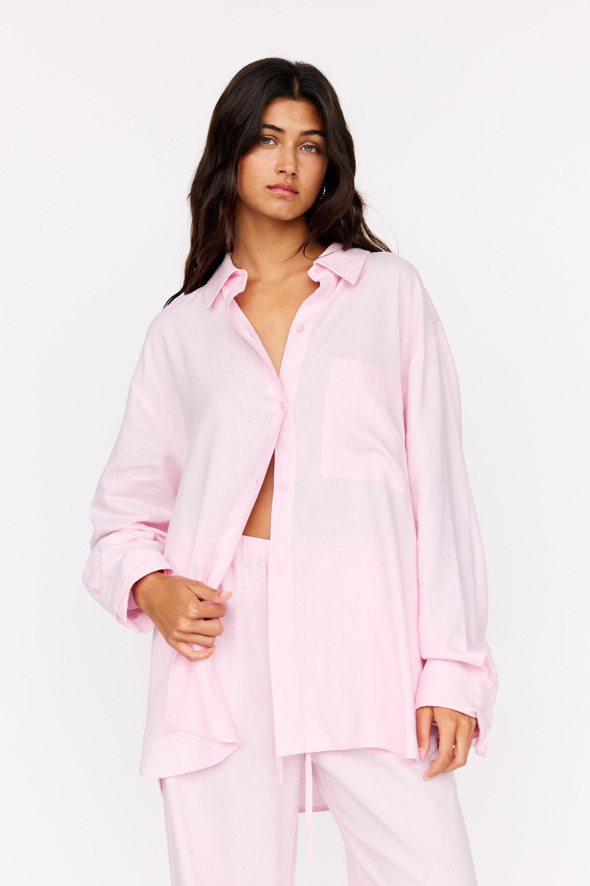 Oversize-Hemd Mit Leinen