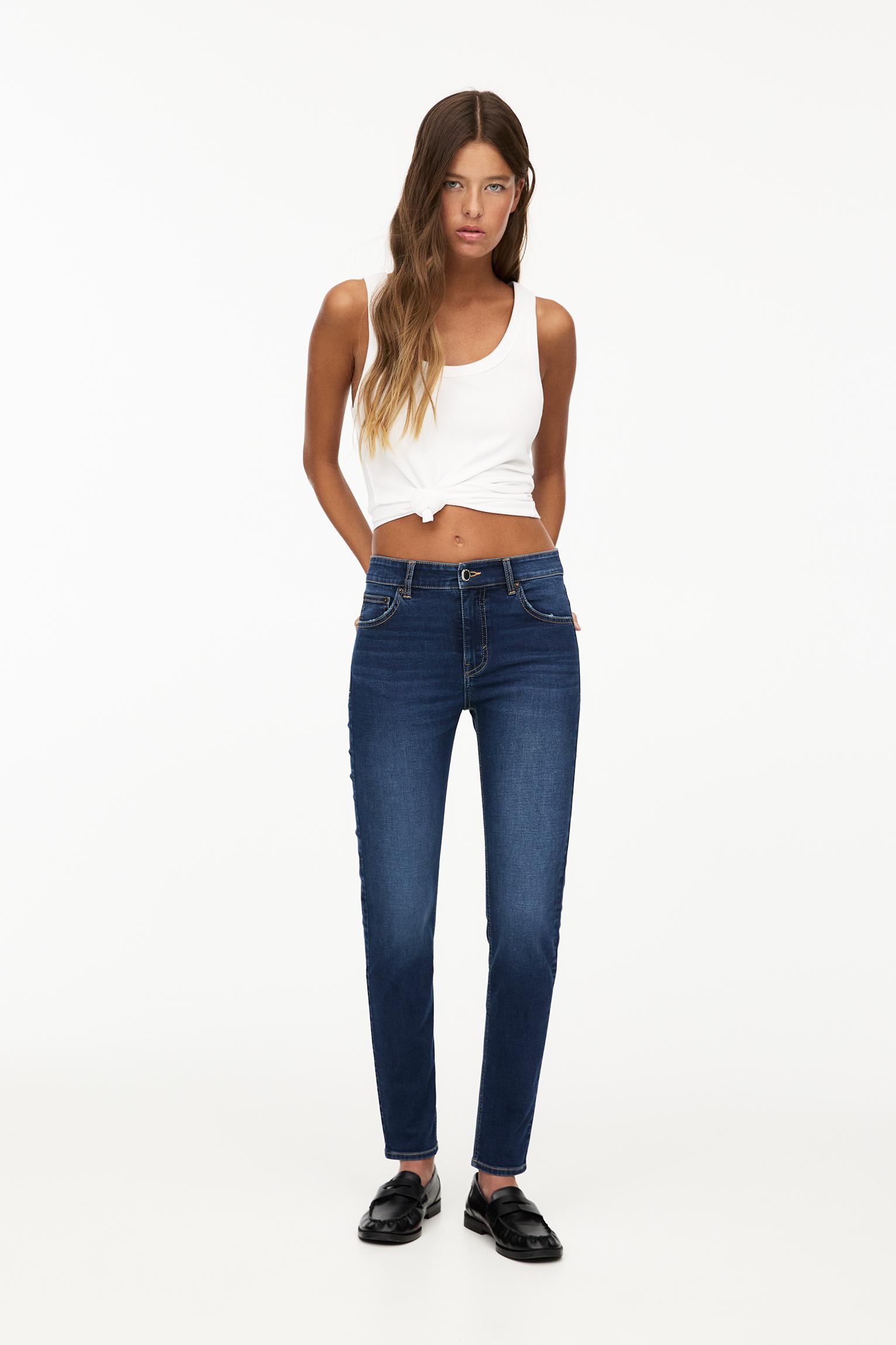 Skinny-Fit-Jeans Halbhoher Bund
