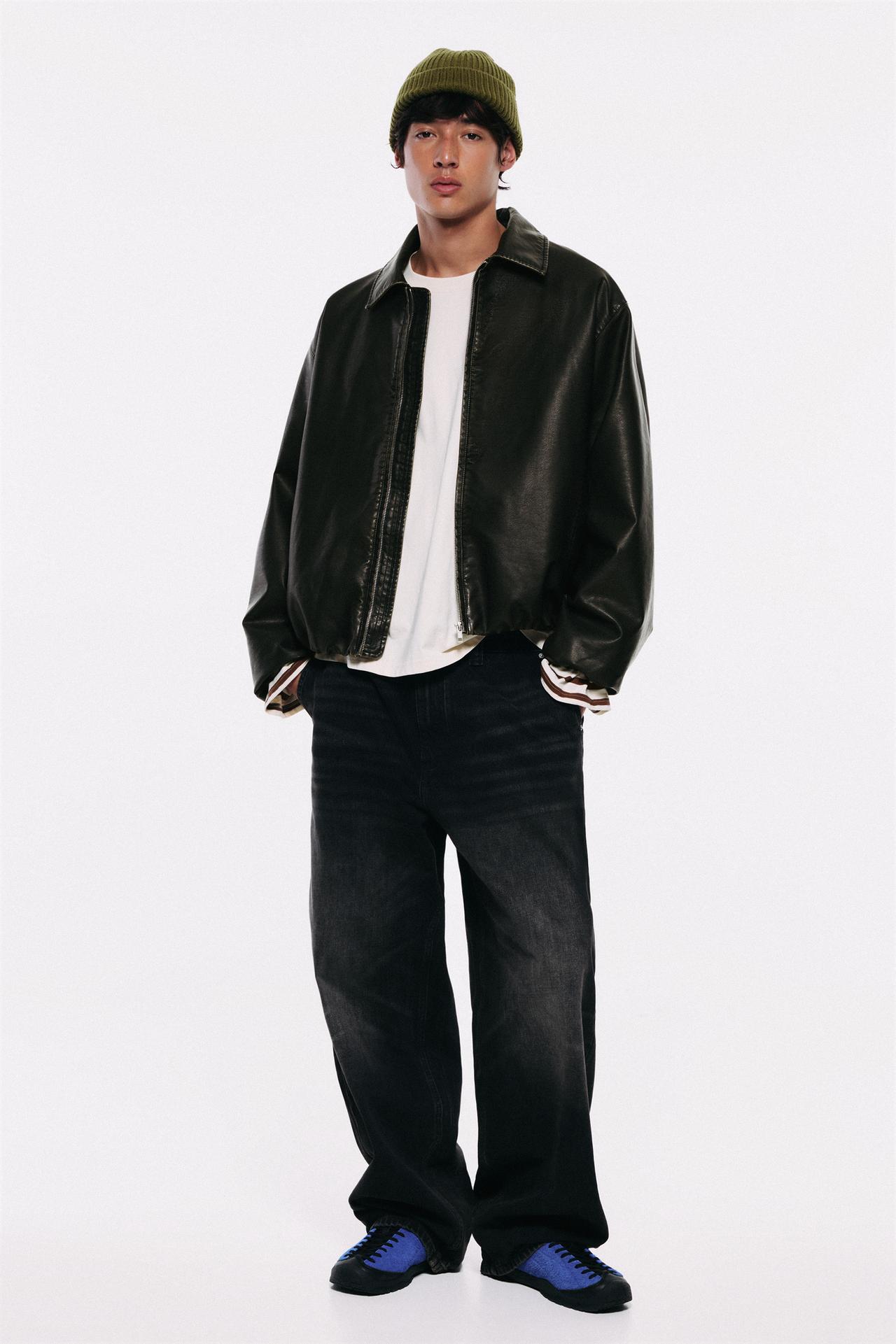 Leather-effect balloon jacket — Black