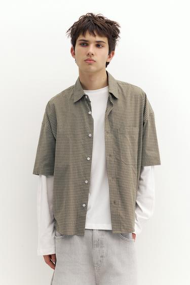 Short sleeve check shirt — White/Grey 1