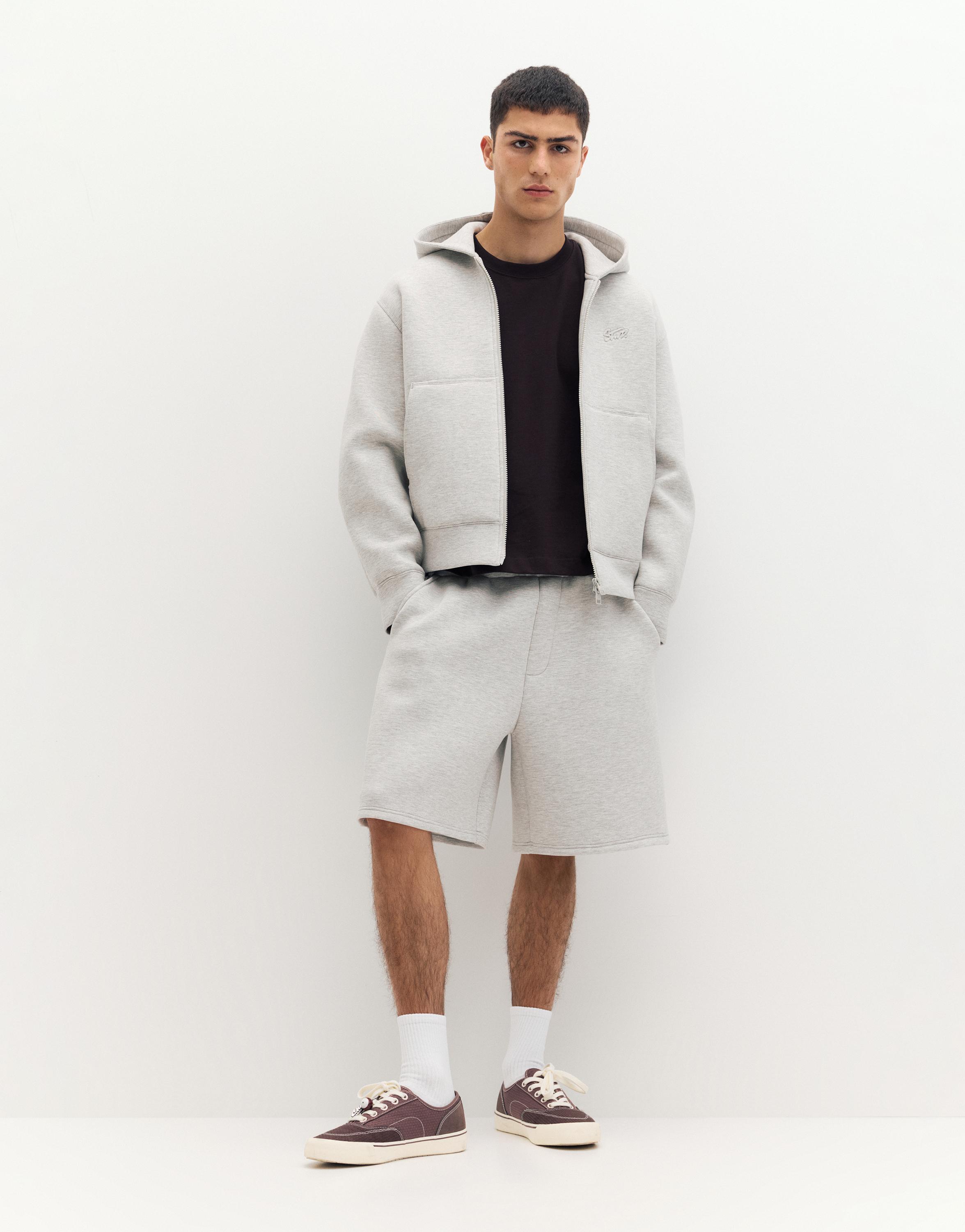 Neoprene-effect hoodie — Grey
