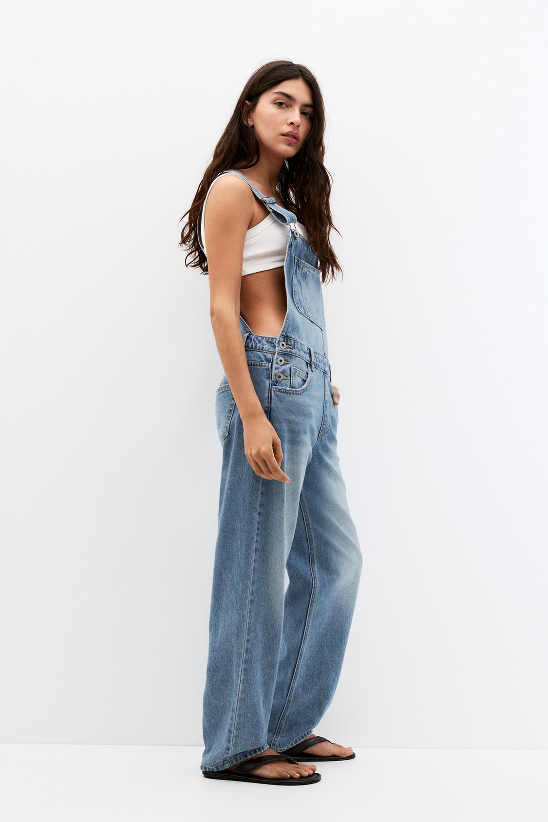 Monos Overoles Anchos Overoles Peto Ancho Mujer Peto Vaquero PULL&BEAR