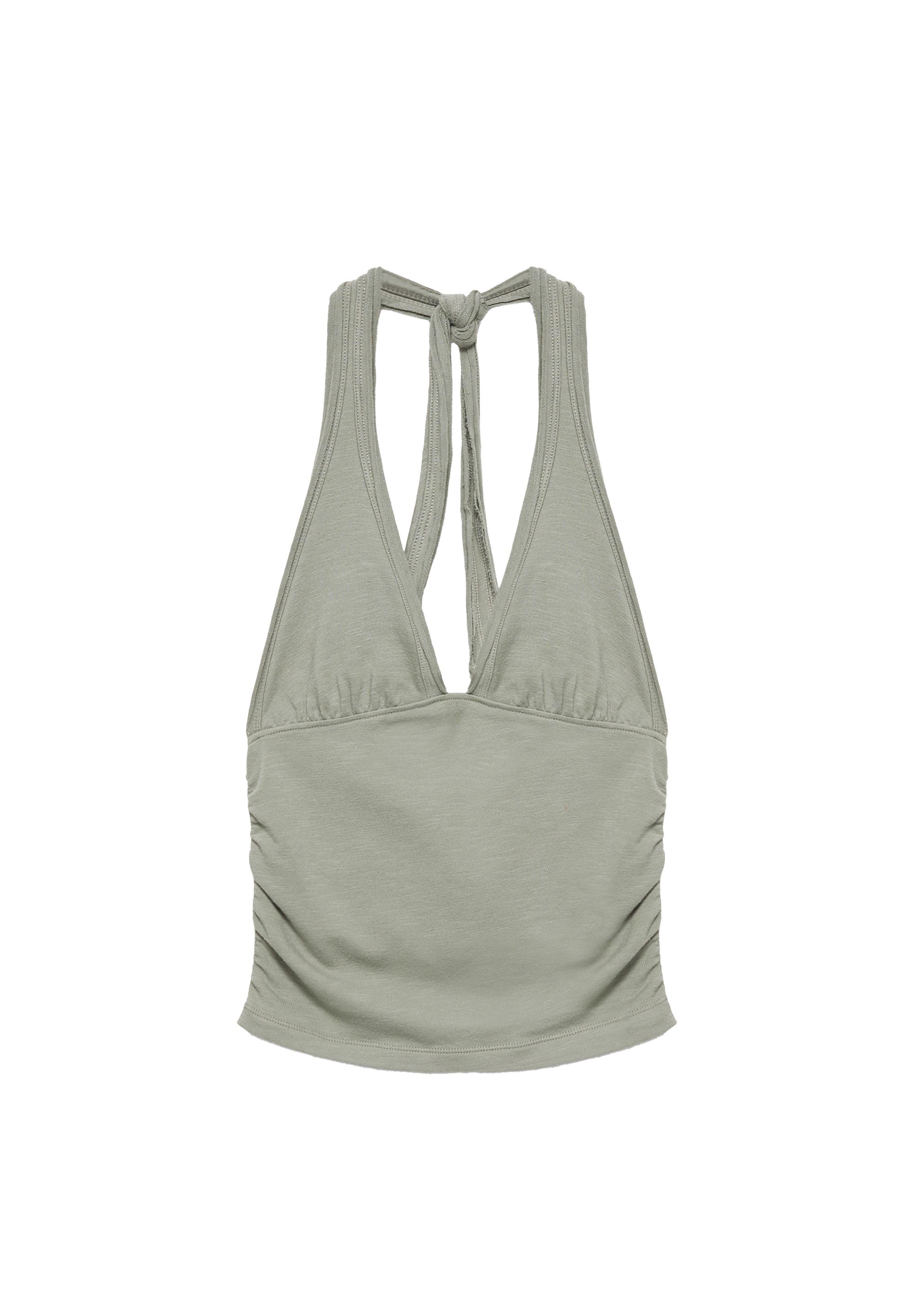 Halter top with tie detail — Medium khaki