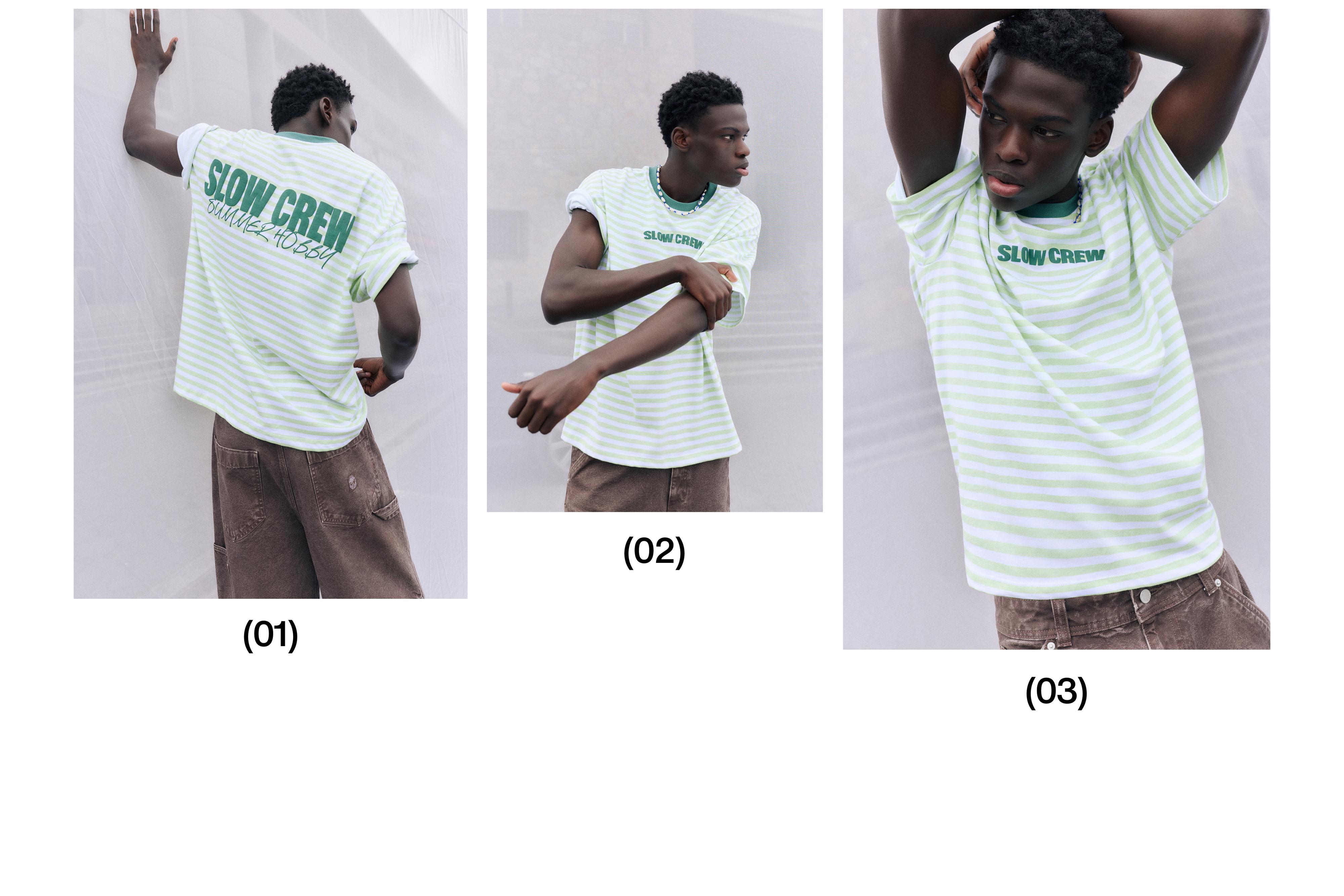 STWD boxy striped T-shirt — Green