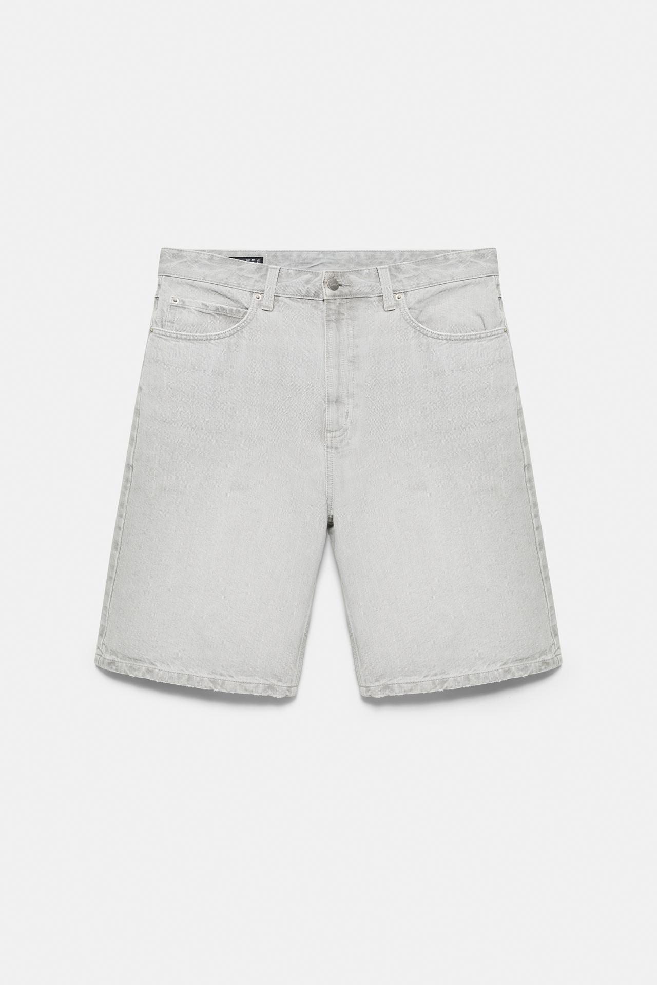 Skater denim Bermuda shorts — Pale grey