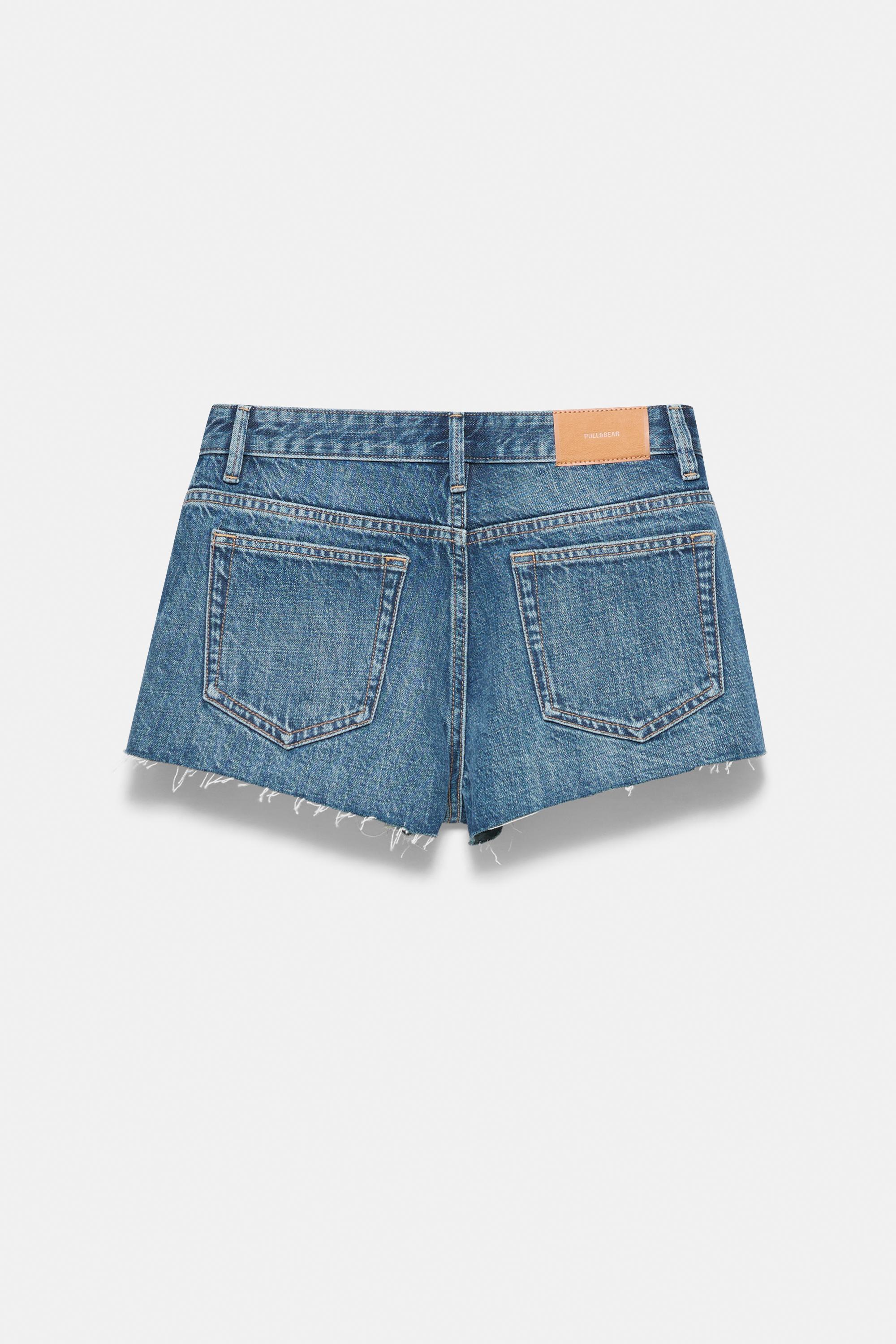 Mini ripped denim shorts — Greenish blue