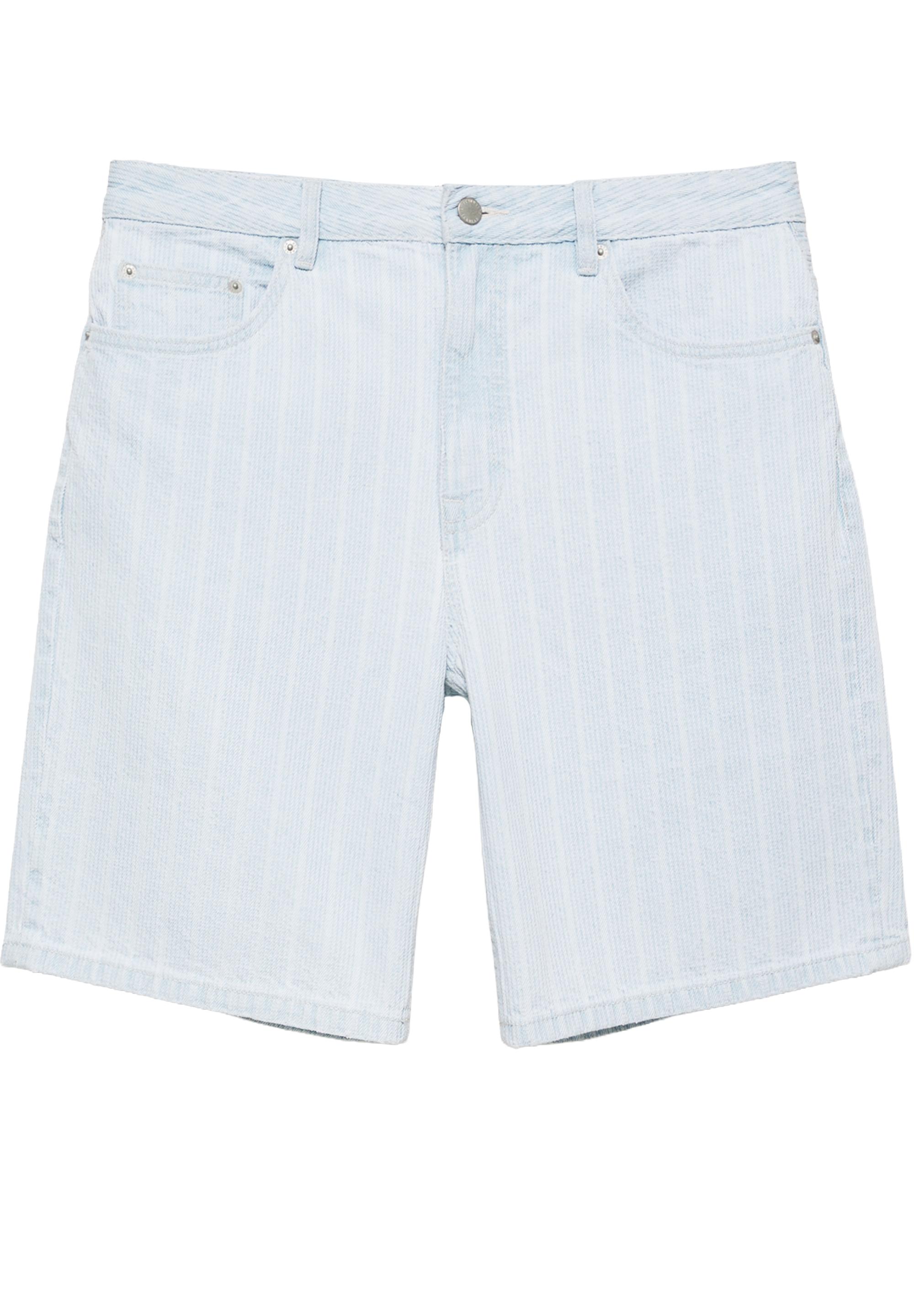 Standard fit jacquard denim Bermuda shorts — Pale blue