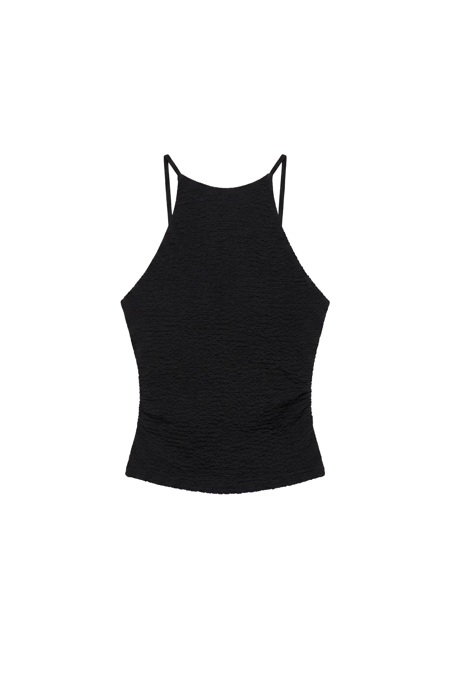Textured halter top — Black