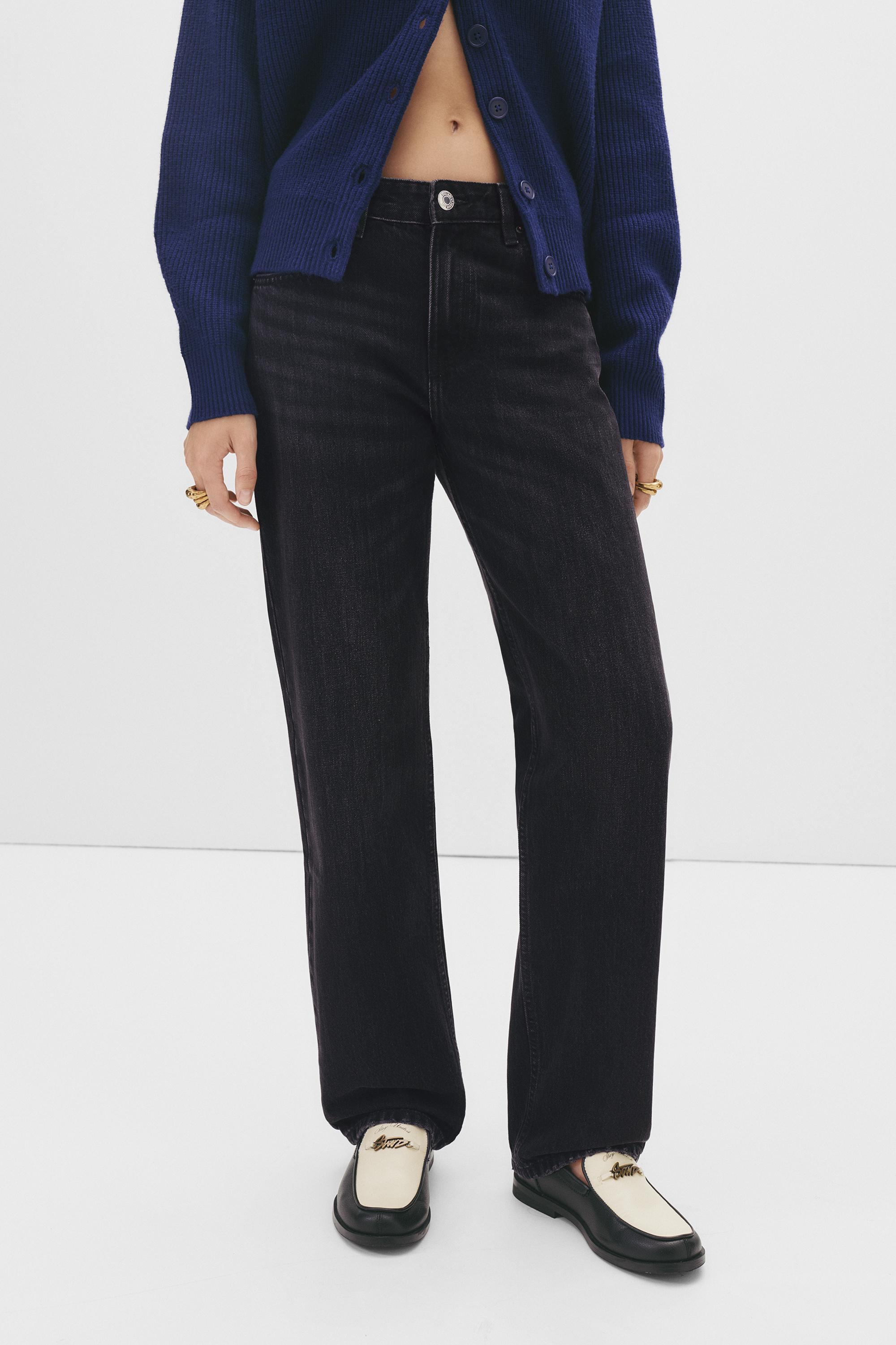 Mid-waist straight-leg jeans — Charcoal