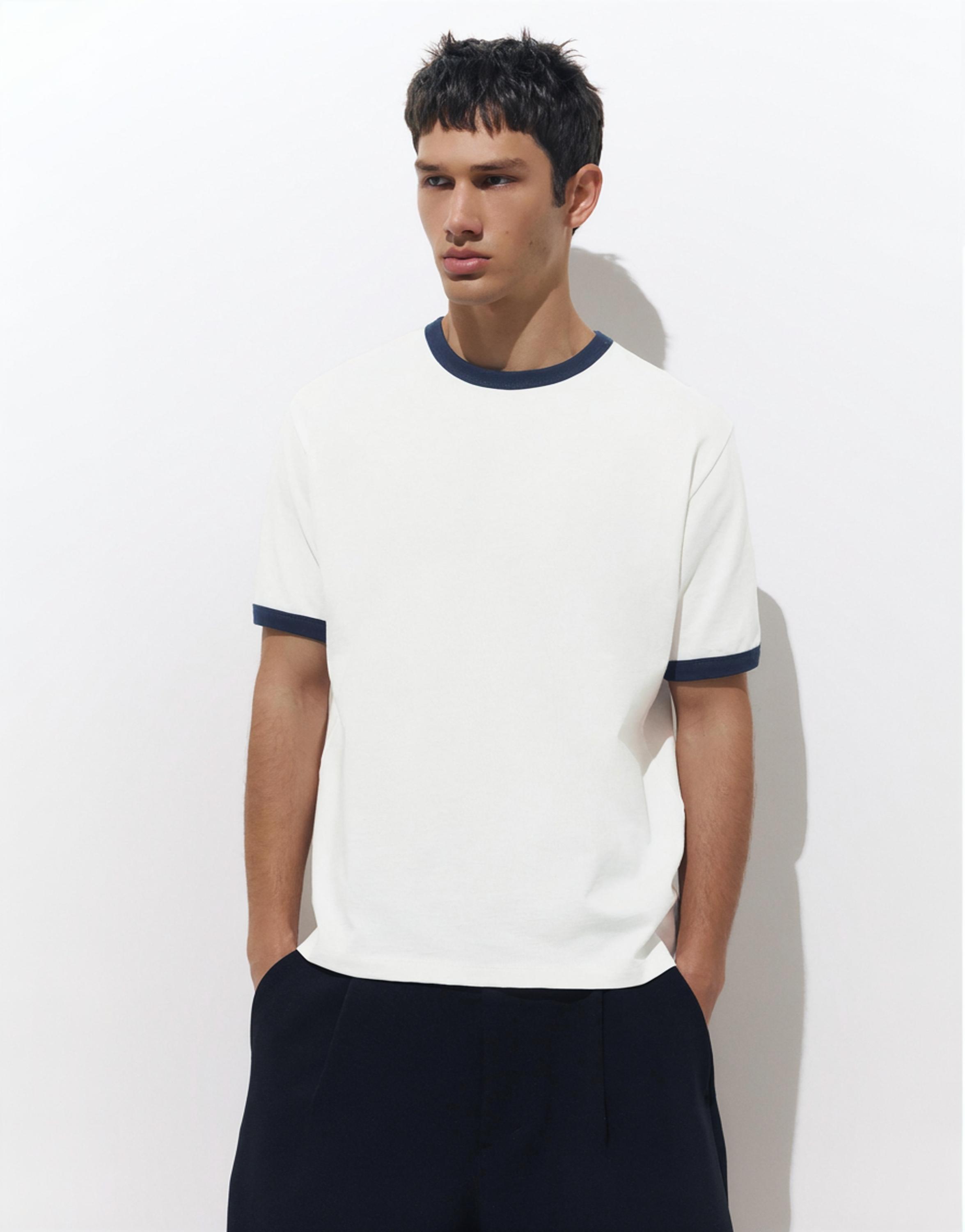Contrast trim T-shirt — Off white