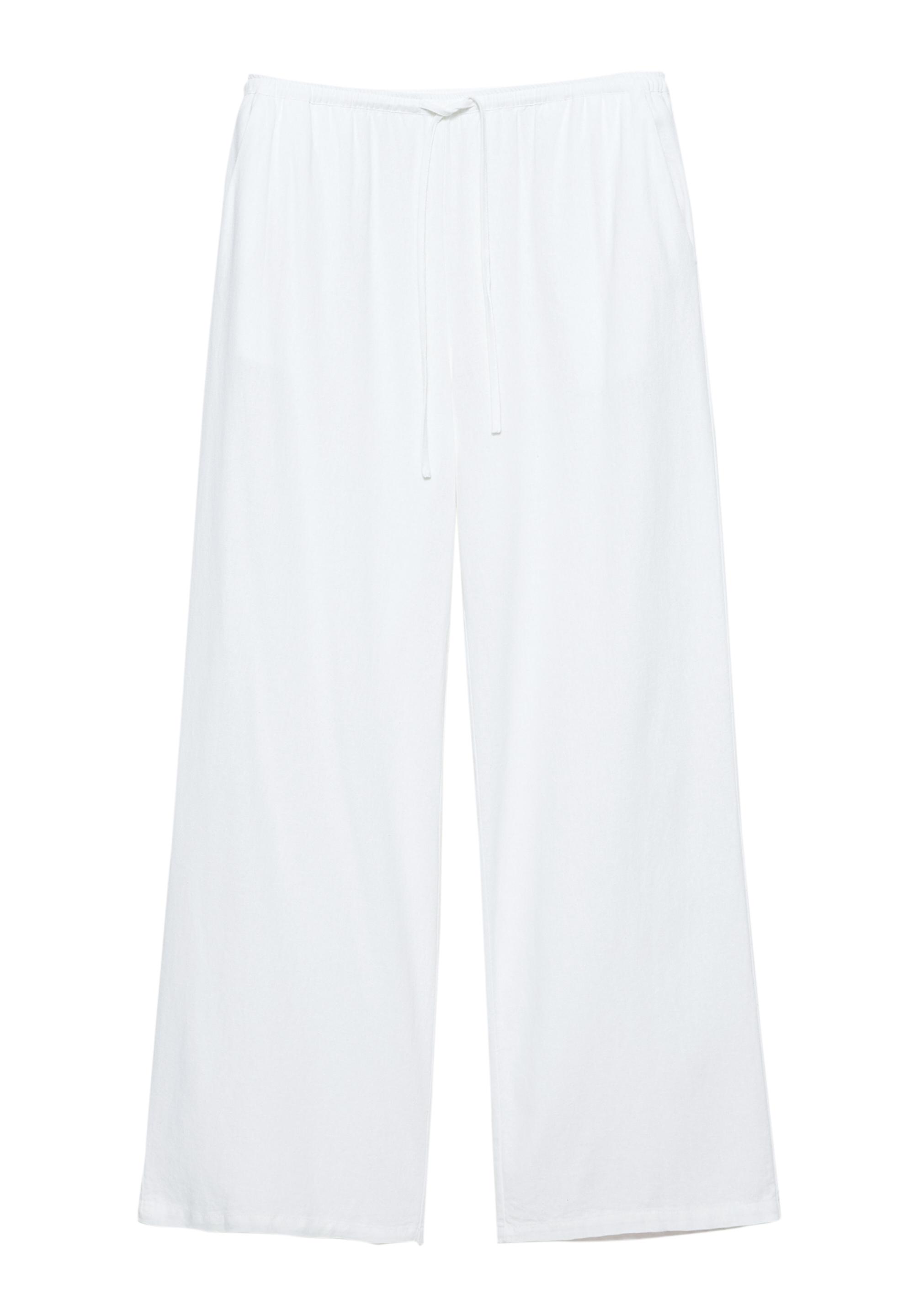 Flowy trousers with linen — White