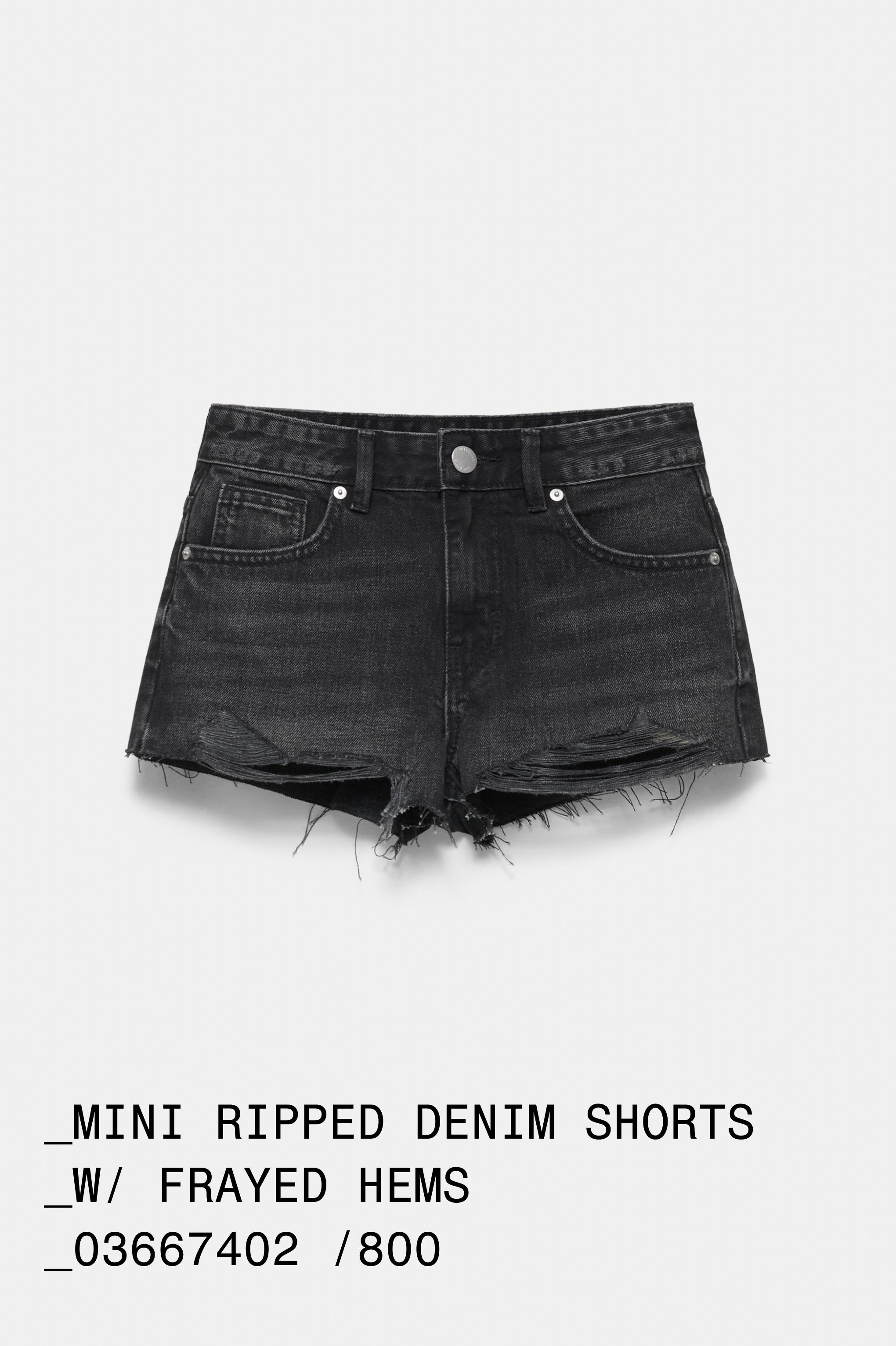 Mini ripped denim shorts — Black