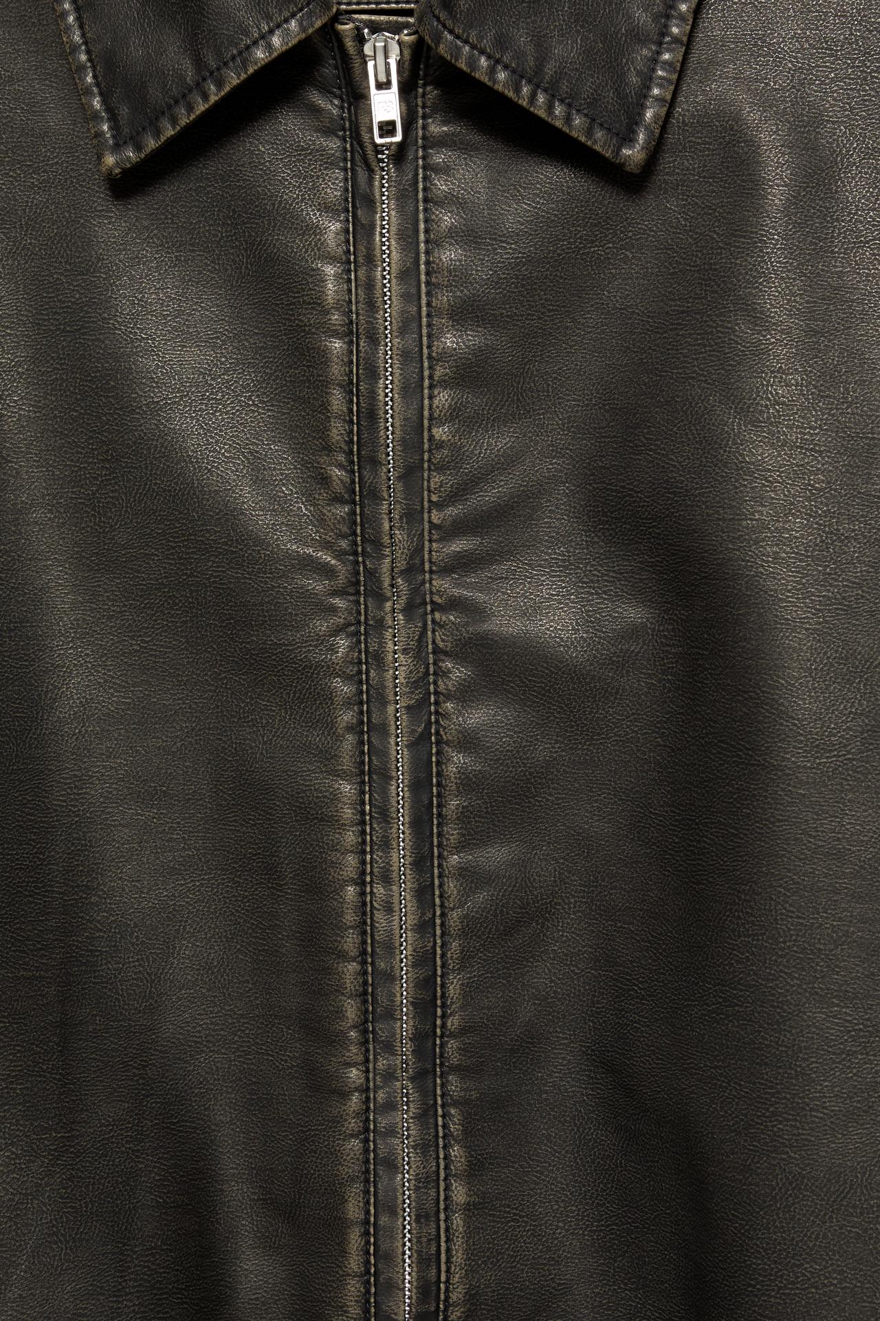Leather-effect balloon jacket — Black