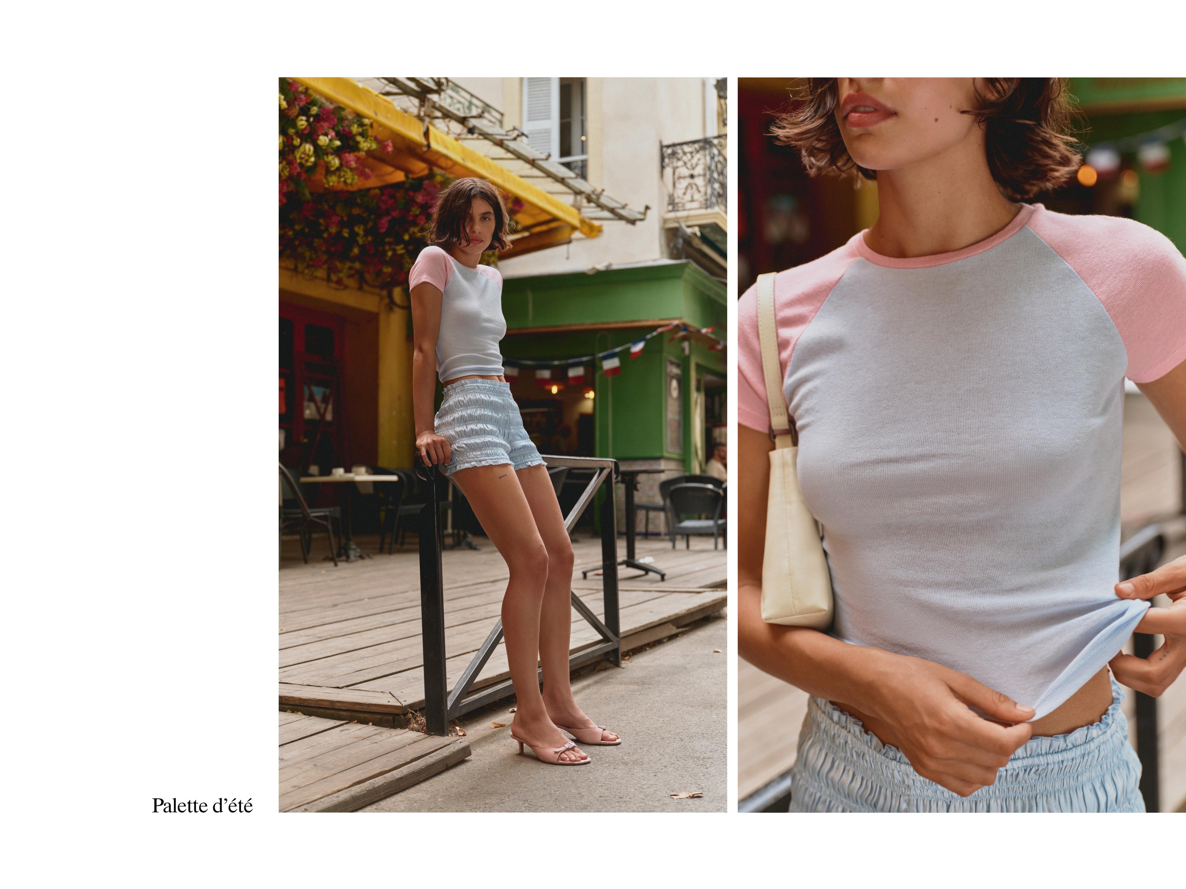 Contrast raglan sleeve T-shirt — Pastel blue