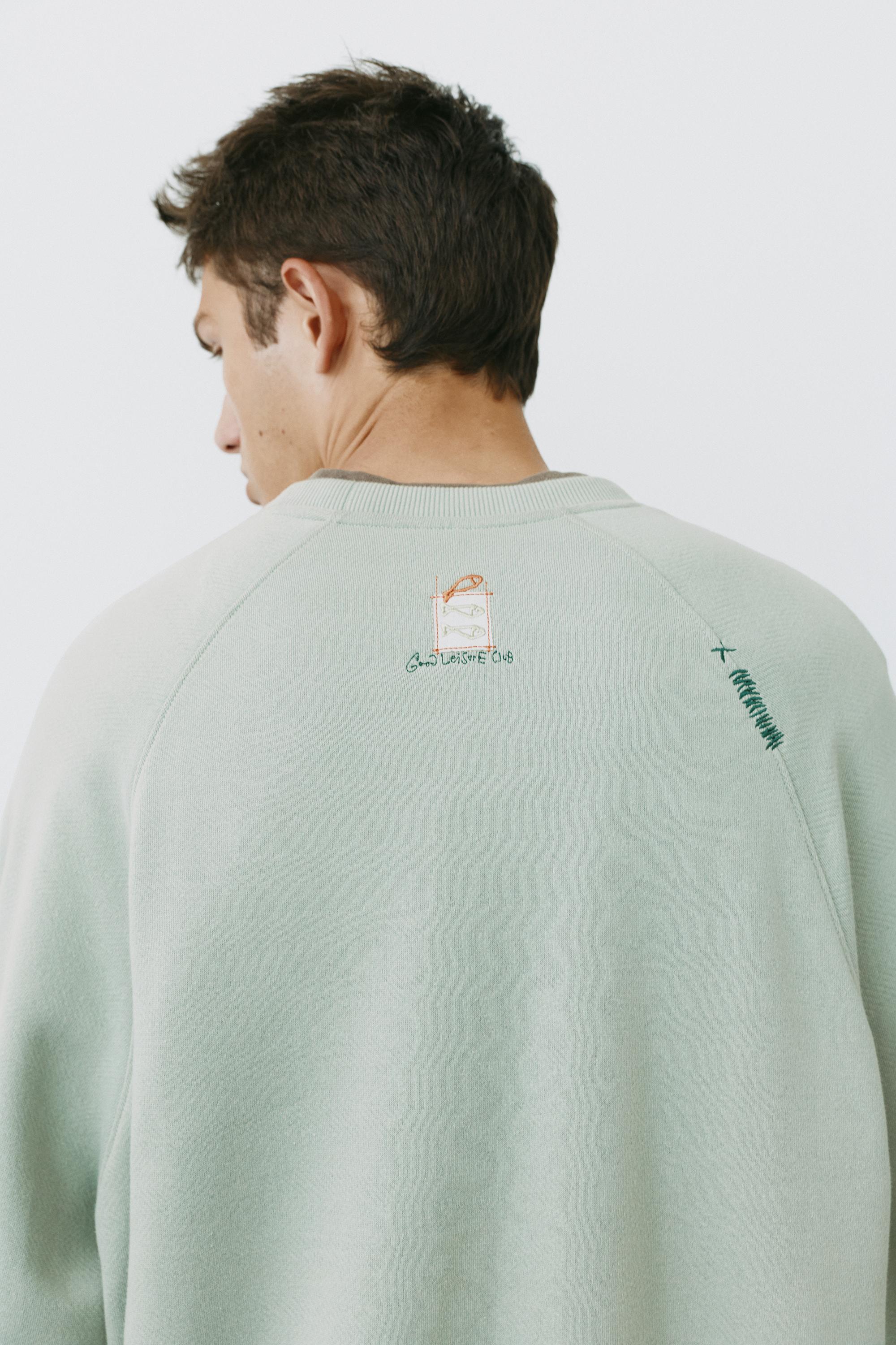 Washed effect raglan sweatshirt — Pale mint green