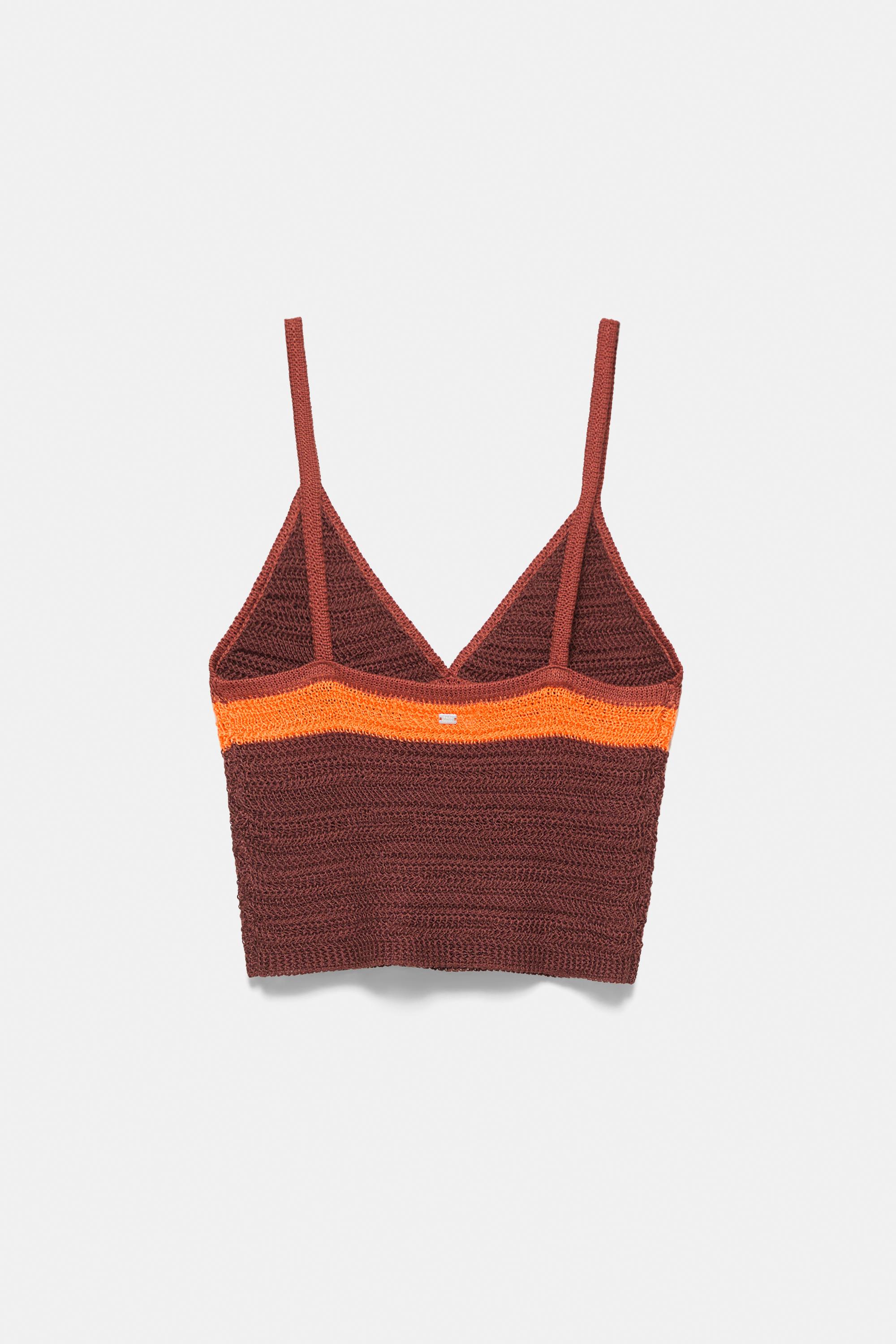 Crochet knit top — Brown