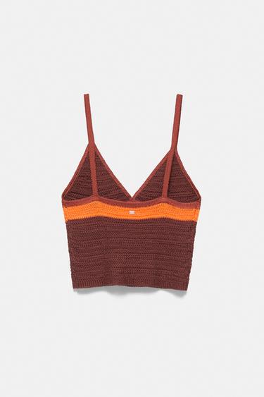 Crochet knit top — Brown 6
