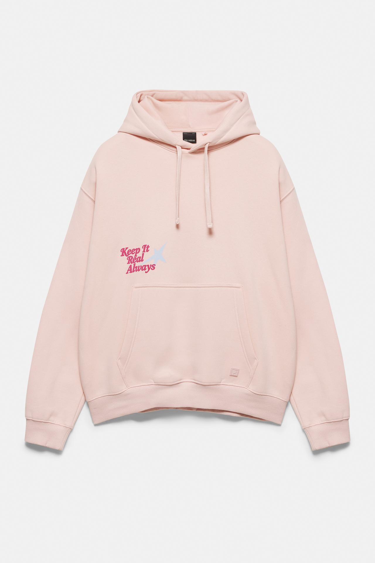 Graphic sweatshirt with hood — Pink