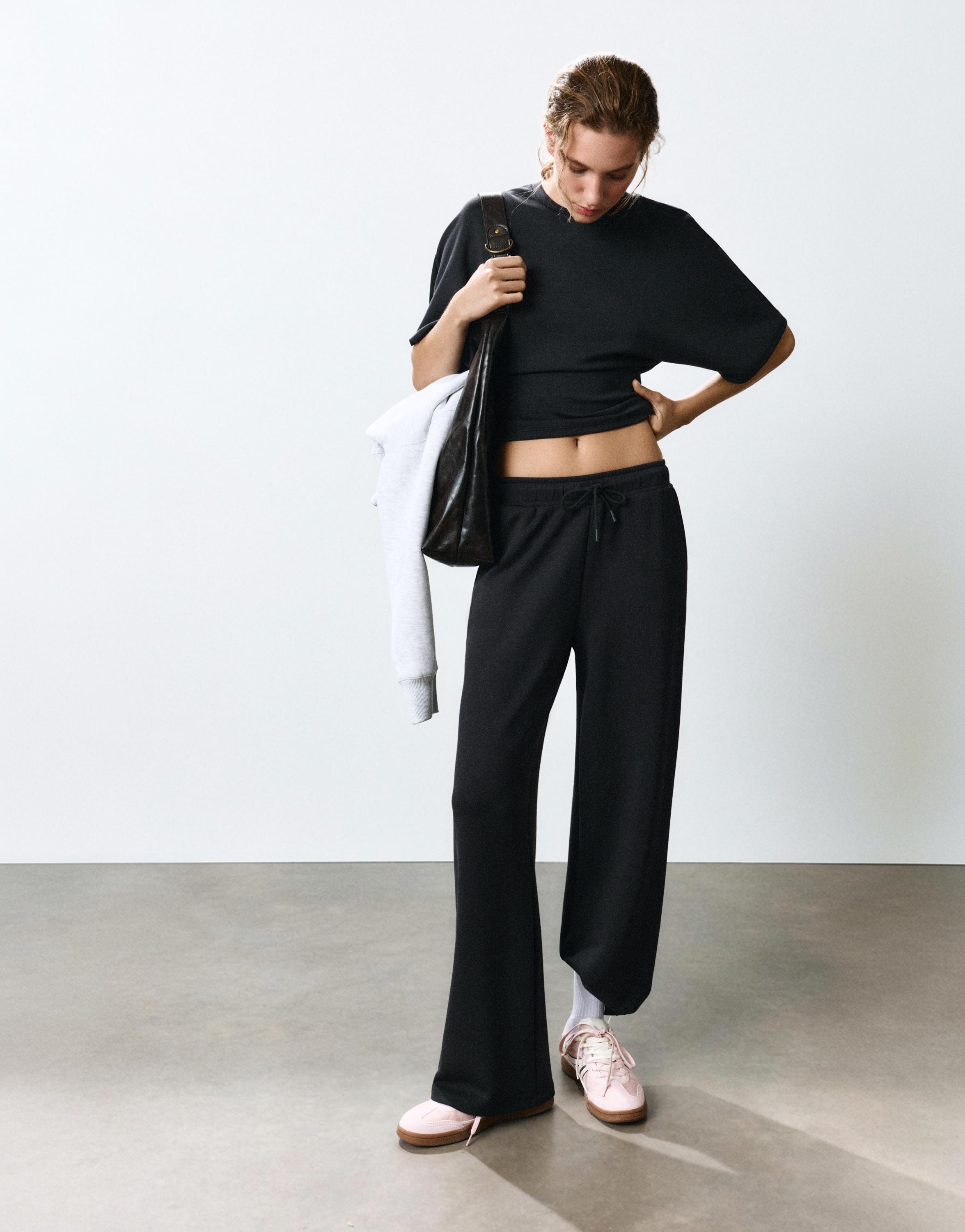 Modal wide-leg trousers — Anthracite grey