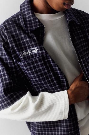 Double sleeve check shirt — Blue 3