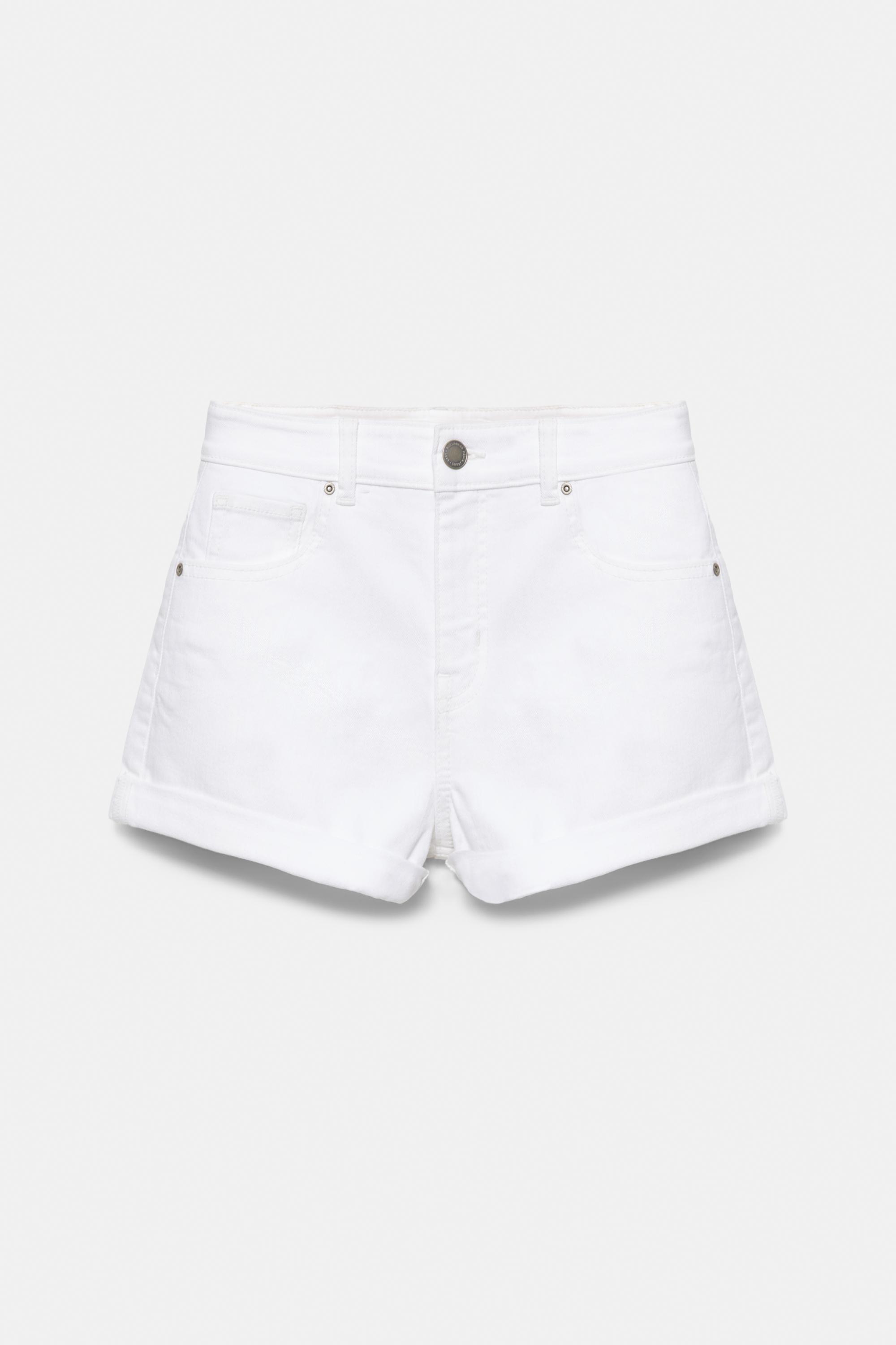 Mid-waist denim shorts — White