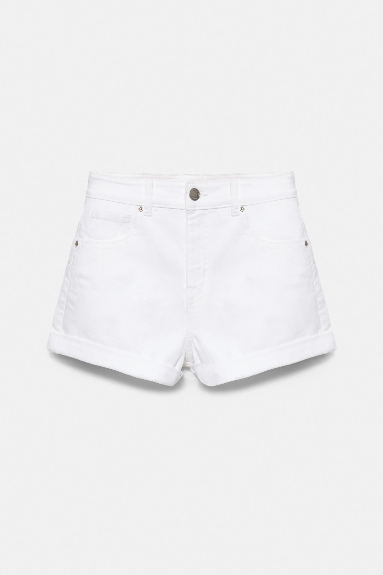 Mid-waist denim shorts — White
