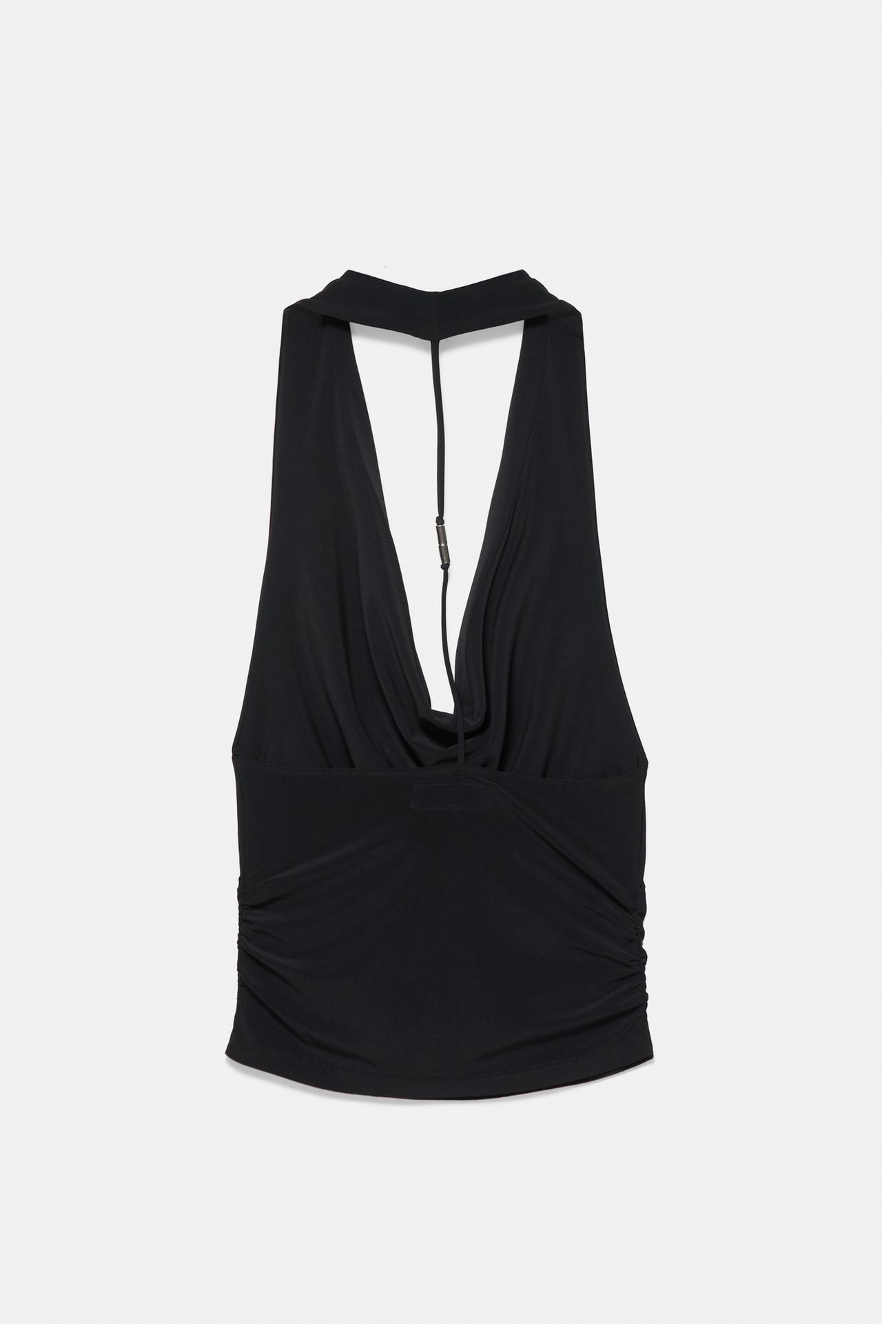 Draped halter top — Black