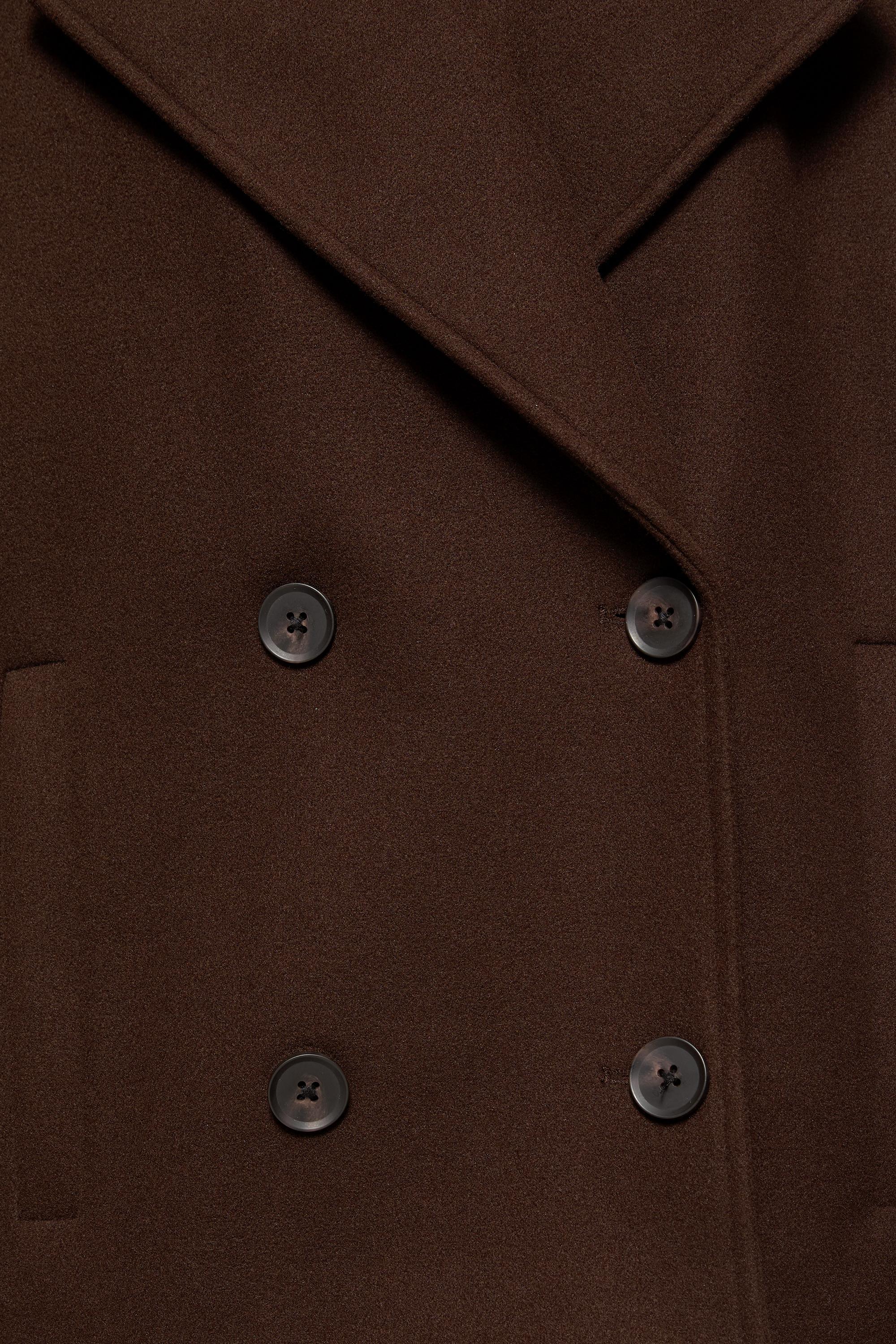Short felt texture coat — Chocolate (alternate view)