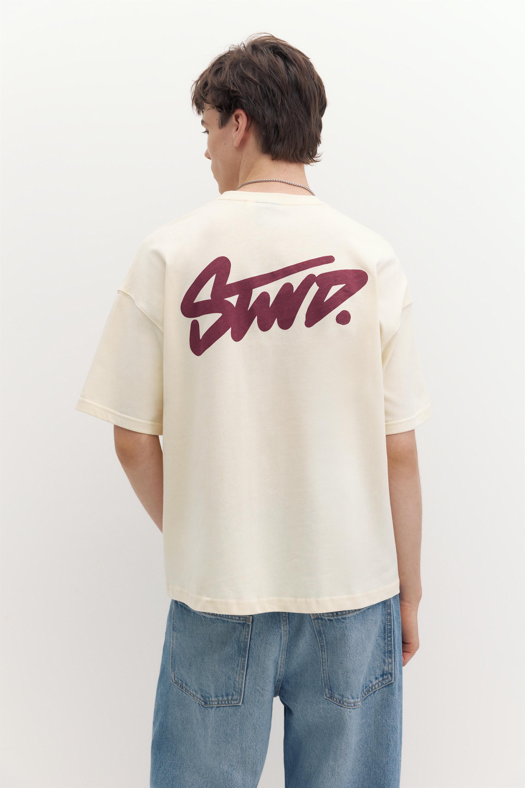 Boxy STWD logo T-shirt — Ecru