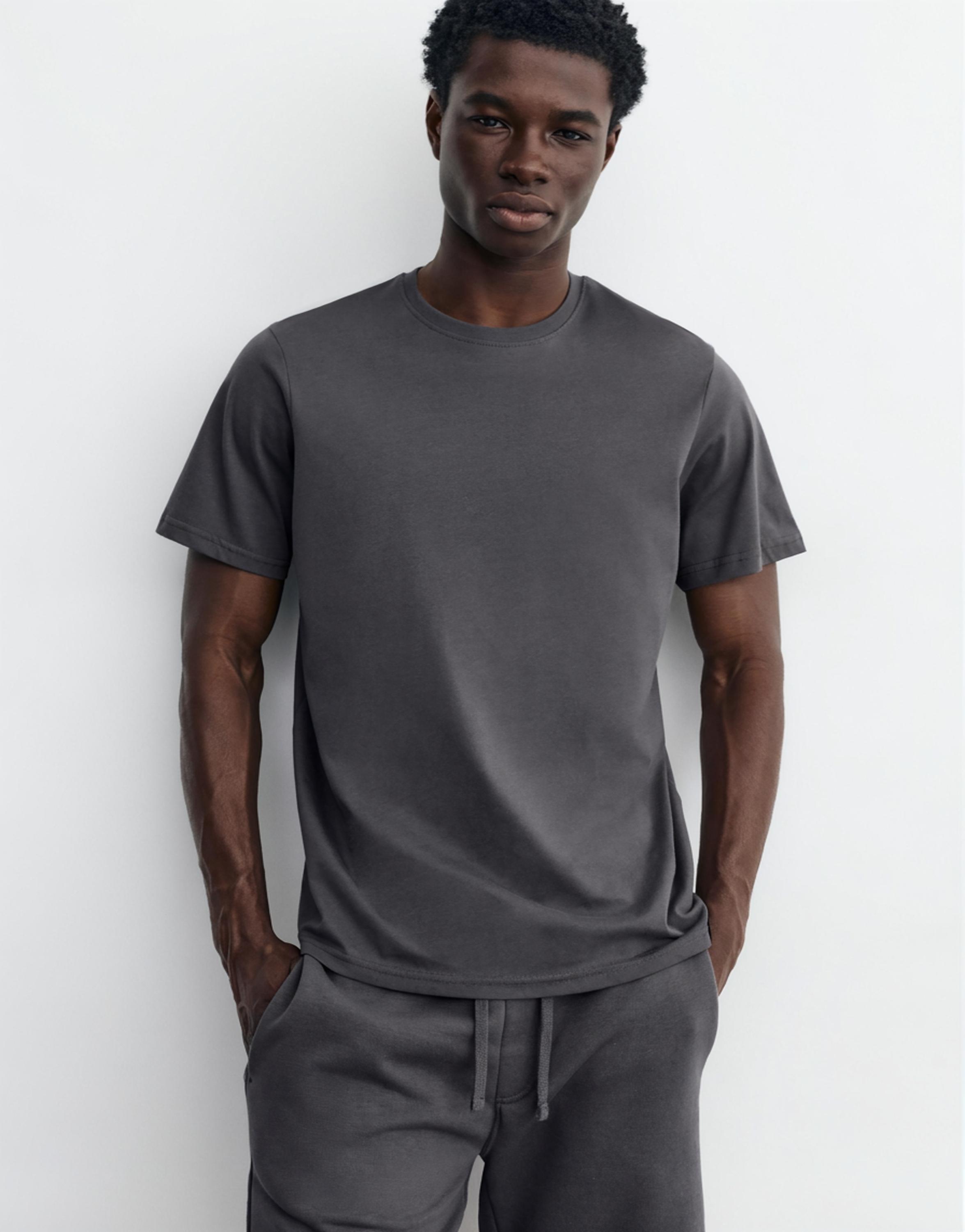 Pack of Bermuda jogger shorts and T-shirt — Anthracite grey
