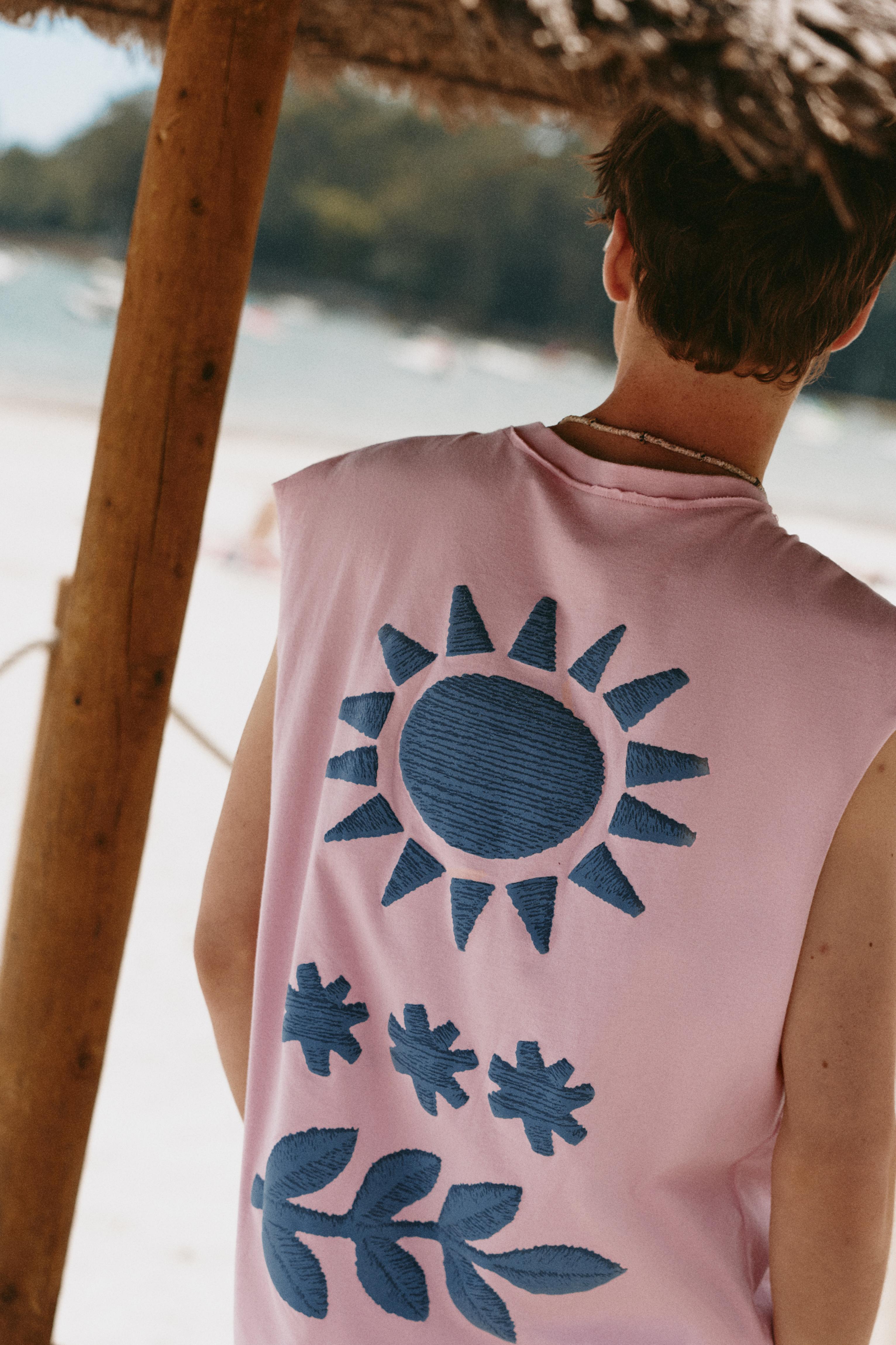 Ibiza boxy sleeveless T-shirt — Pink