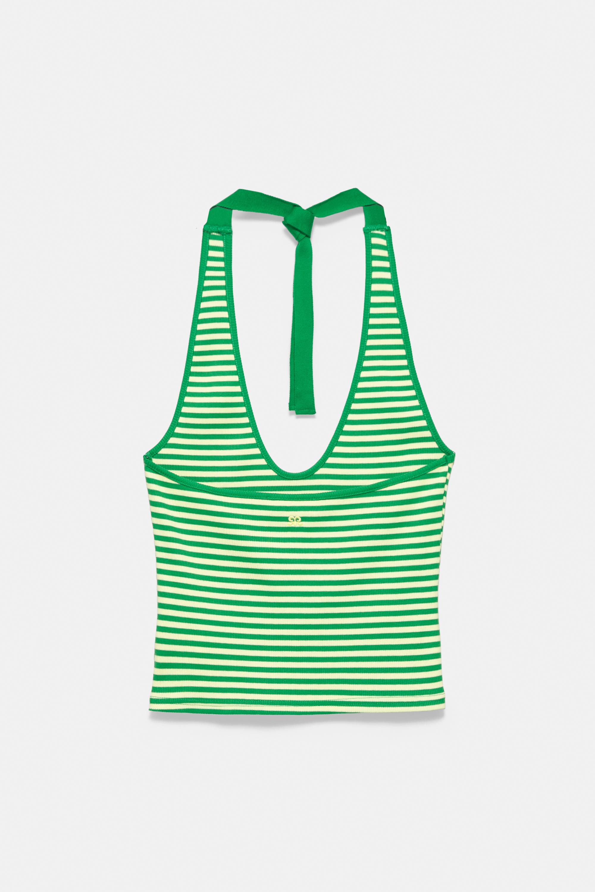 Striped halter top — Green
