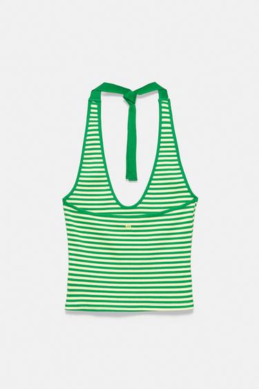 Striped halter top — Green 7